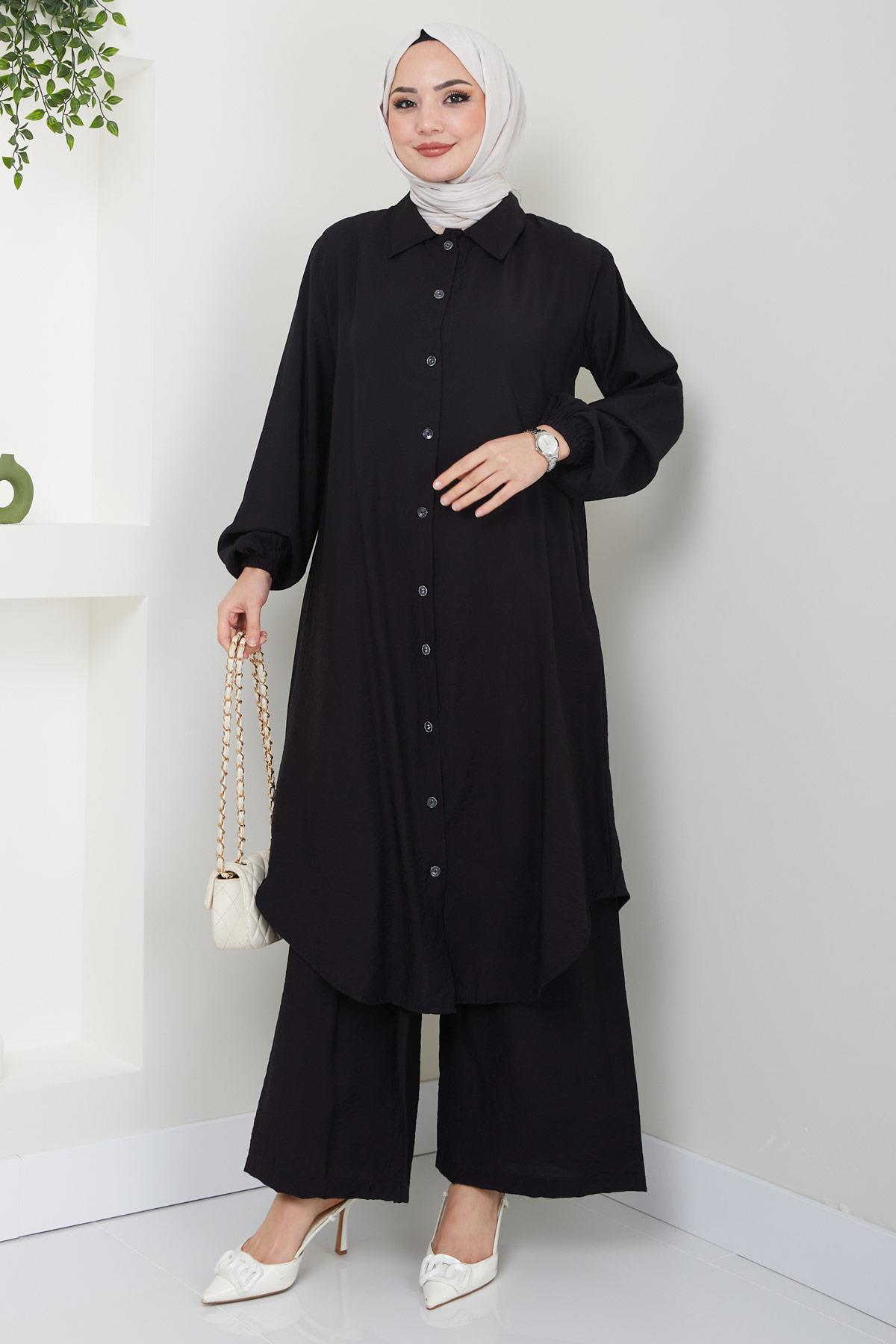 Beyza Tunik Pantolon İkili Takım Siyah HM2385