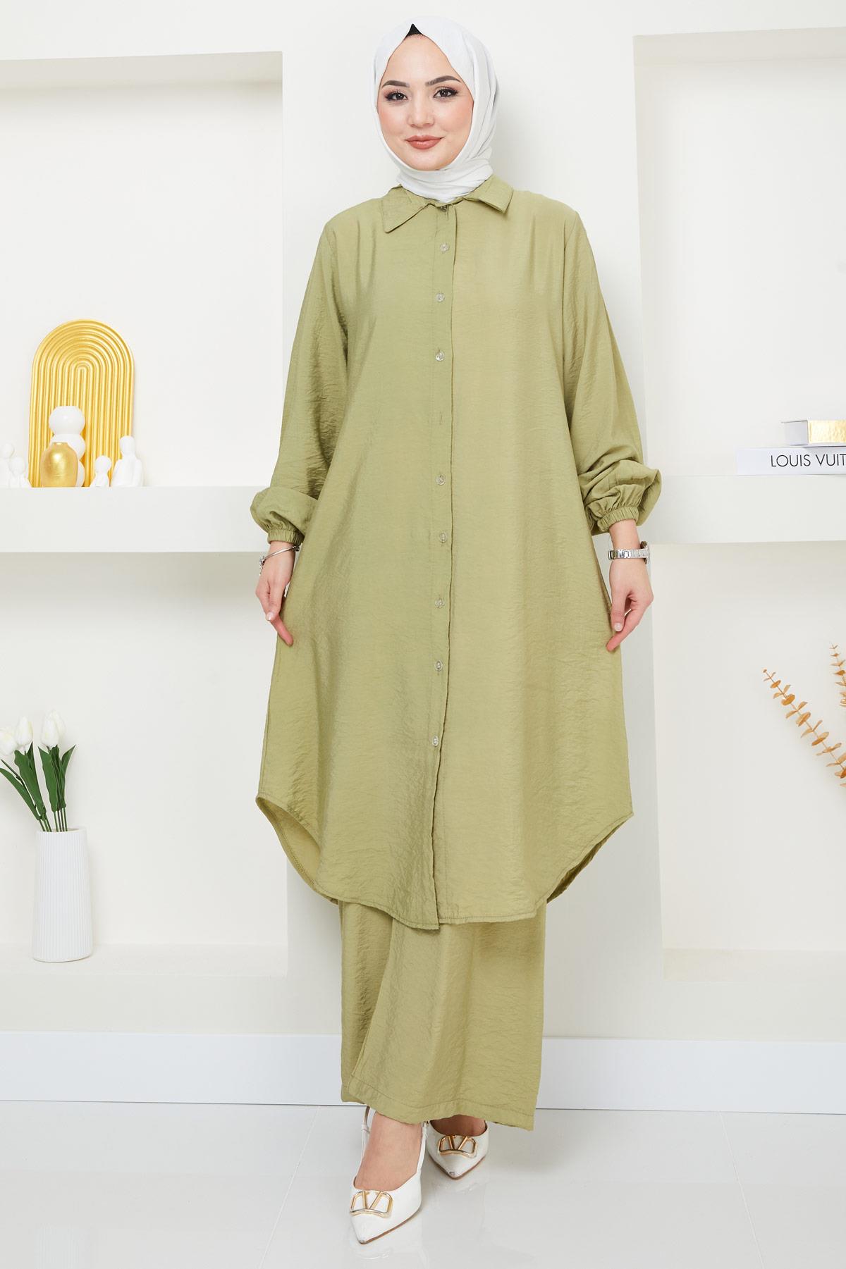 Beyza Tunik Pantolon İkili Takım Yağ Yeşili HM2385