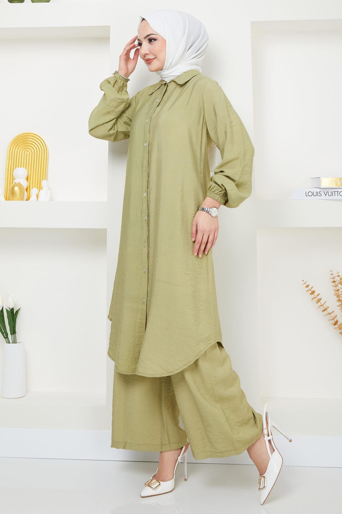 Beyza Tunik Pantolon İkili Takım Yağ Yeşili HM2385