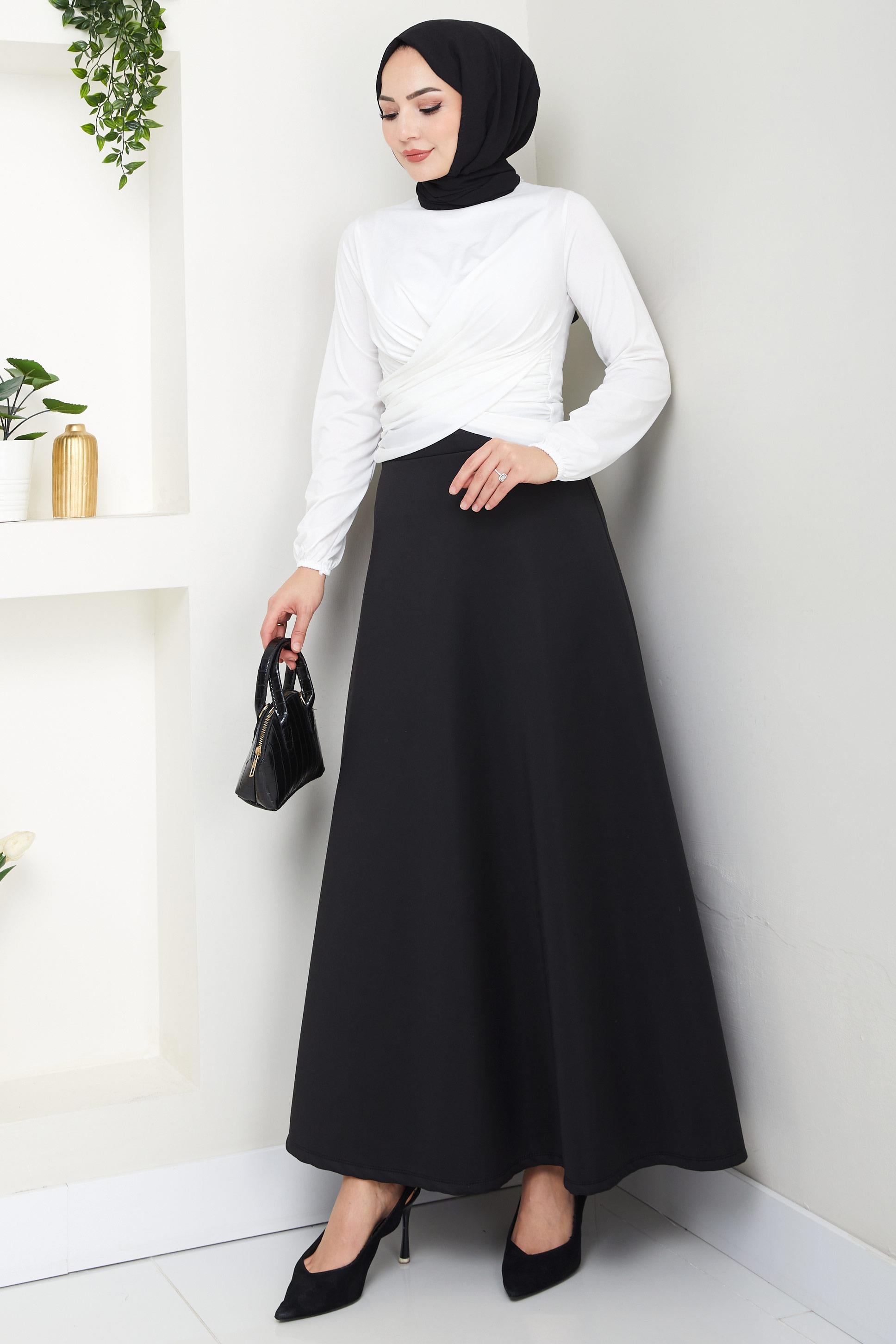 Bisiklet Yaka Büzgülü Sandy Bluz Beyaz HM2765