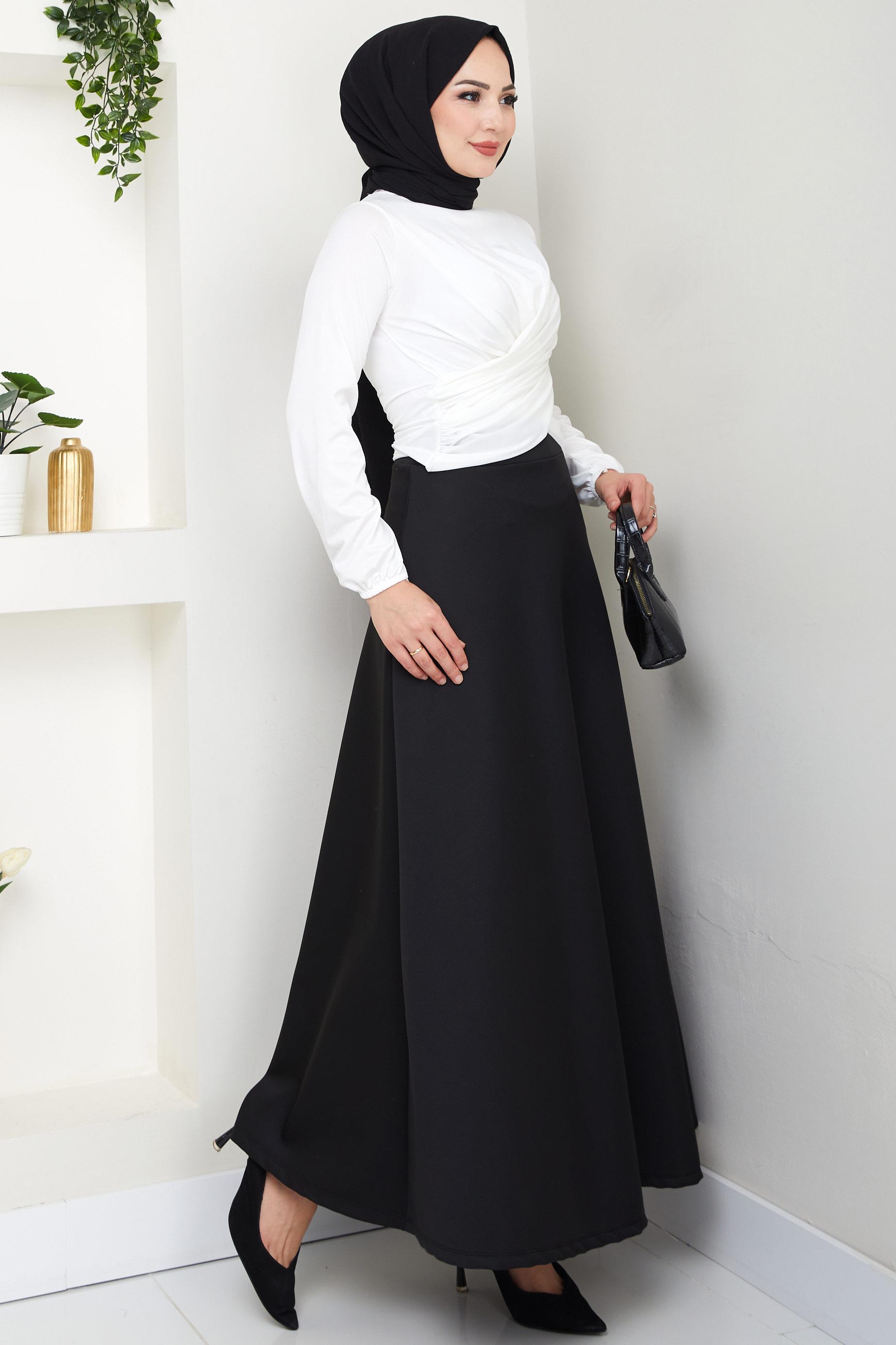 Bisiklet Yaka Büzgülü Sandy Bluz Beyaz HM2765