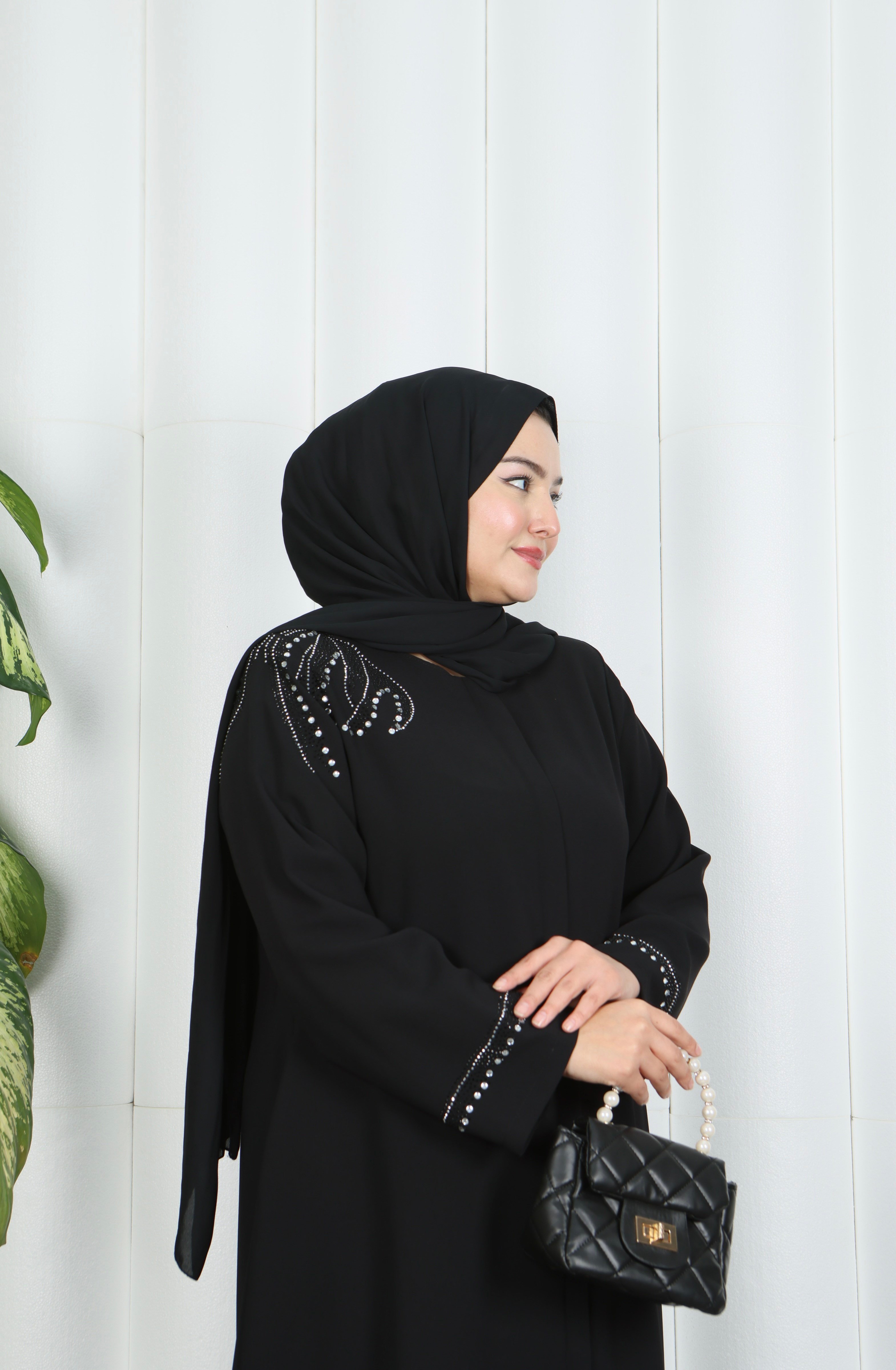 Büyük Beden Omuz Taş İşlemeli  Anne  Elbise Siyah HNT1002