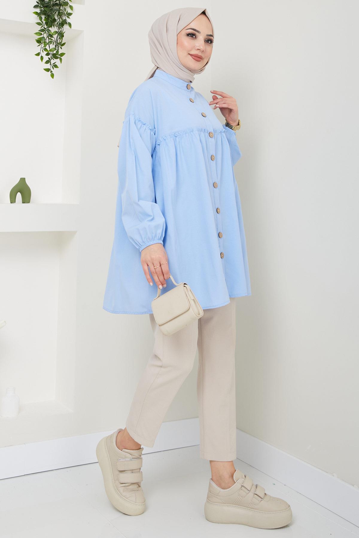 Büzgülü Tunik Bebe Mavisi HM2411