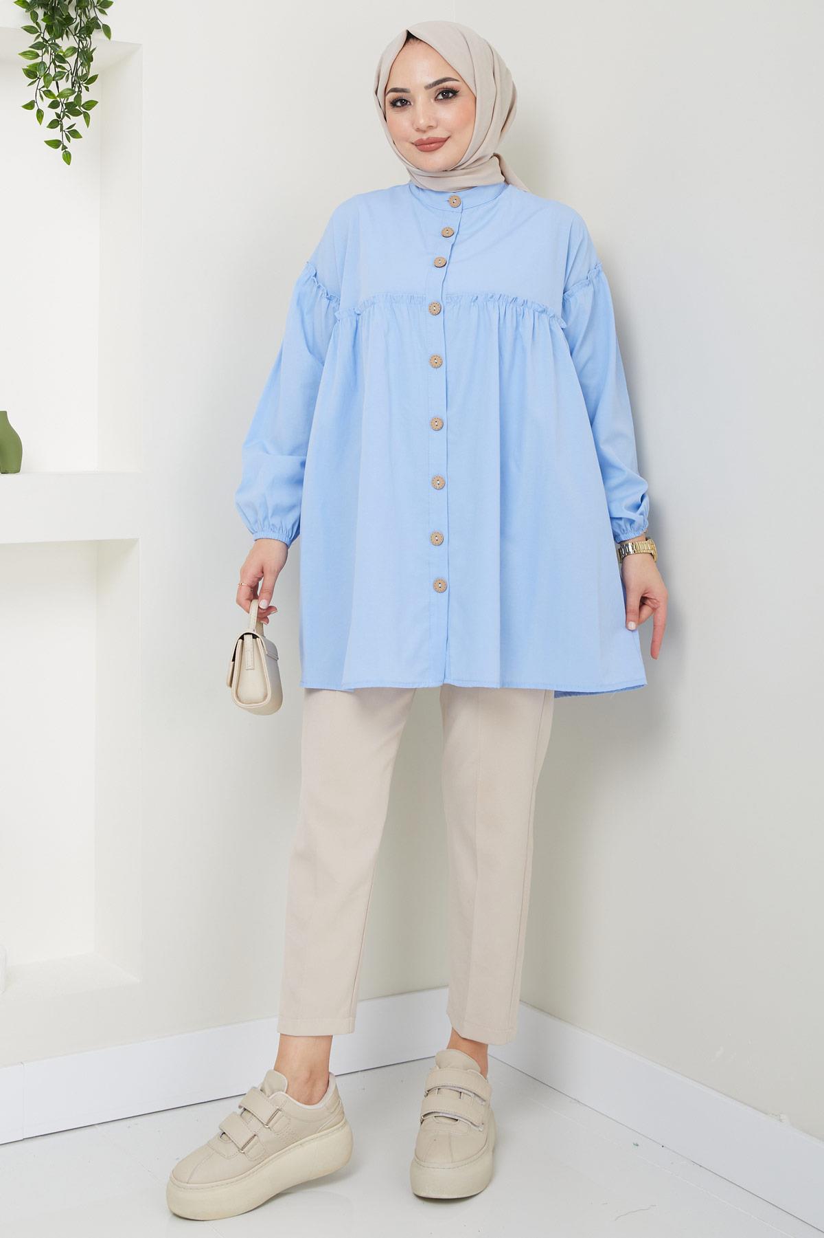 Büzgülü Tunik Bebe Mavisi HM2411