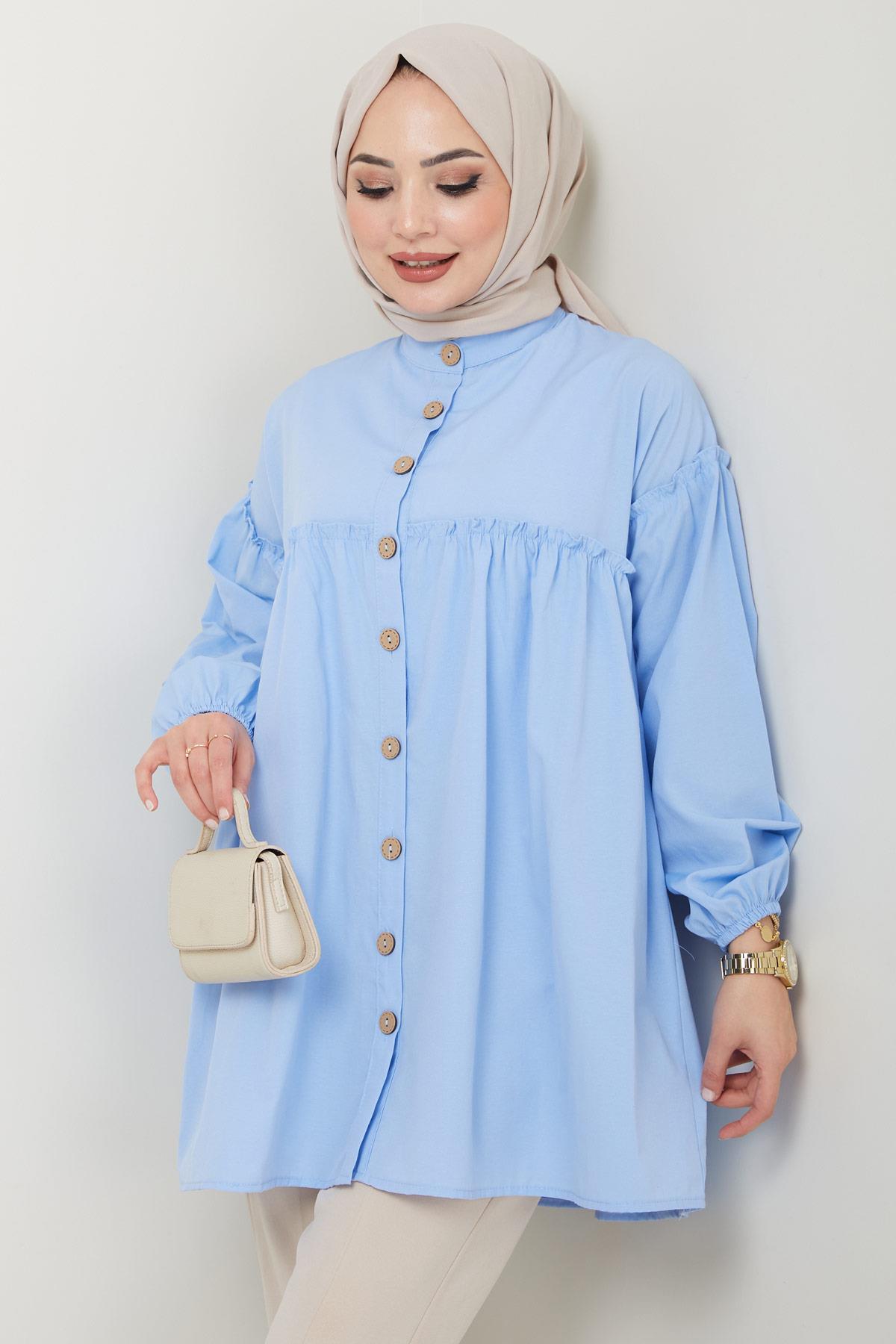 Büzgülü Tunik Bebe Mavisi HM2411