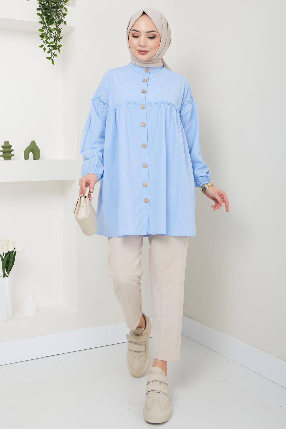Büzgülü Tunik Bebe Mavisi HM2411