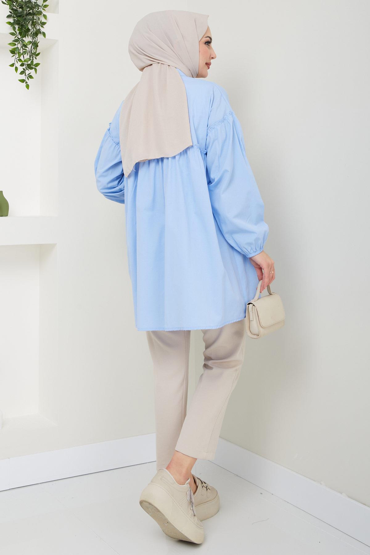 Büzgülü Tunik Bebe Mavisi HM2411