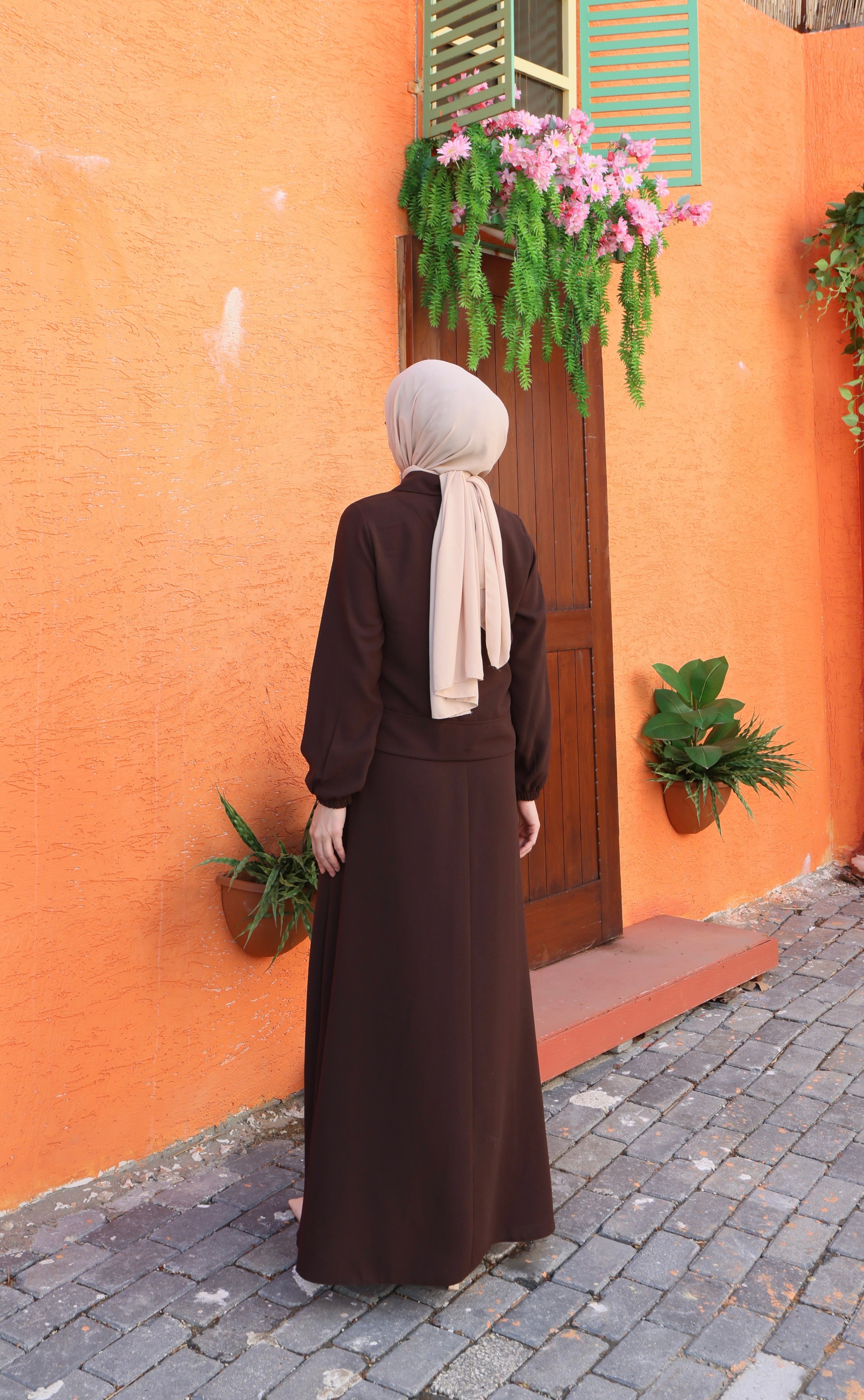 Ceketi Düğmeli Jile Elbise Kahve HNT8590