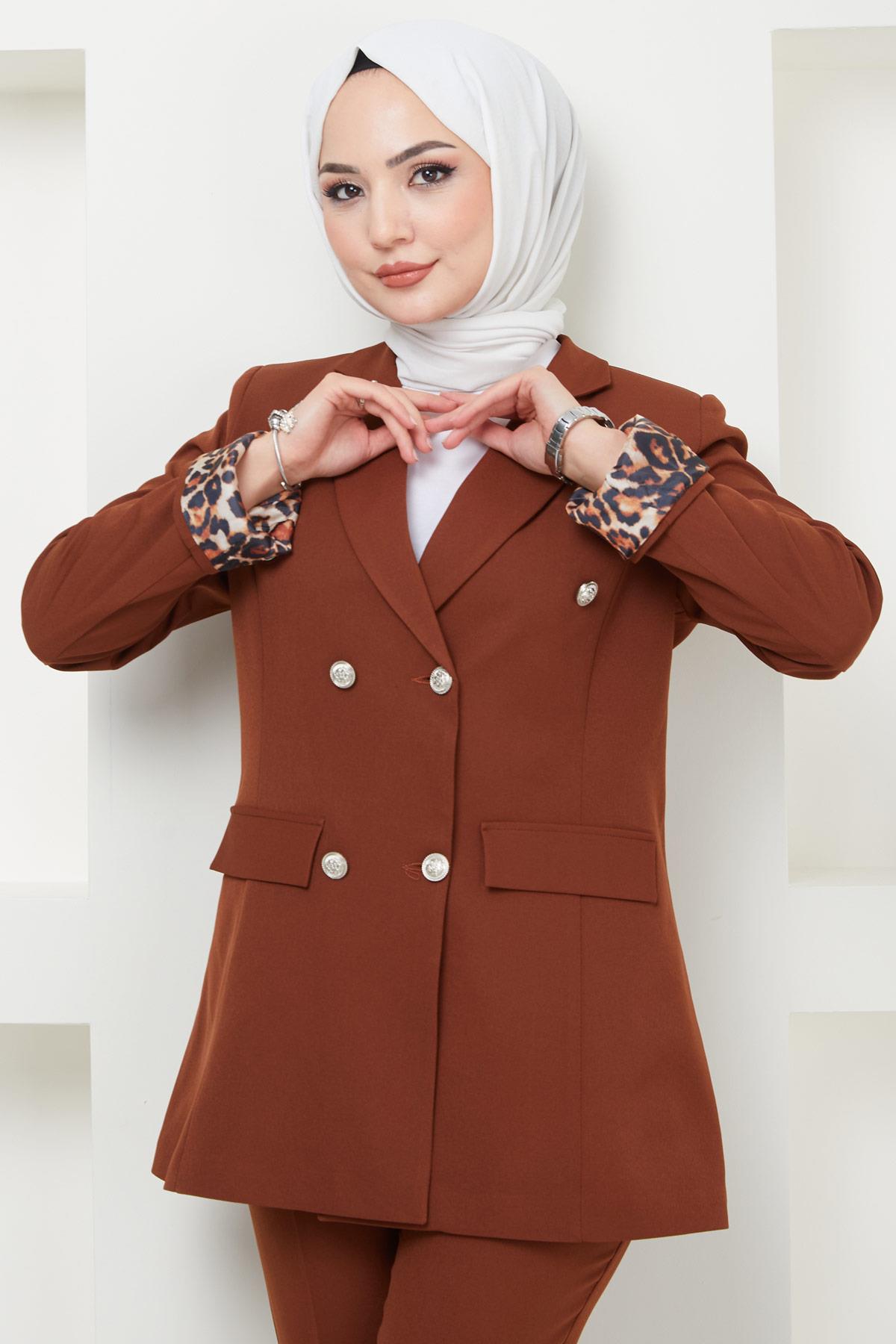 Ceketli İkili Takım Kahverengi HM2376