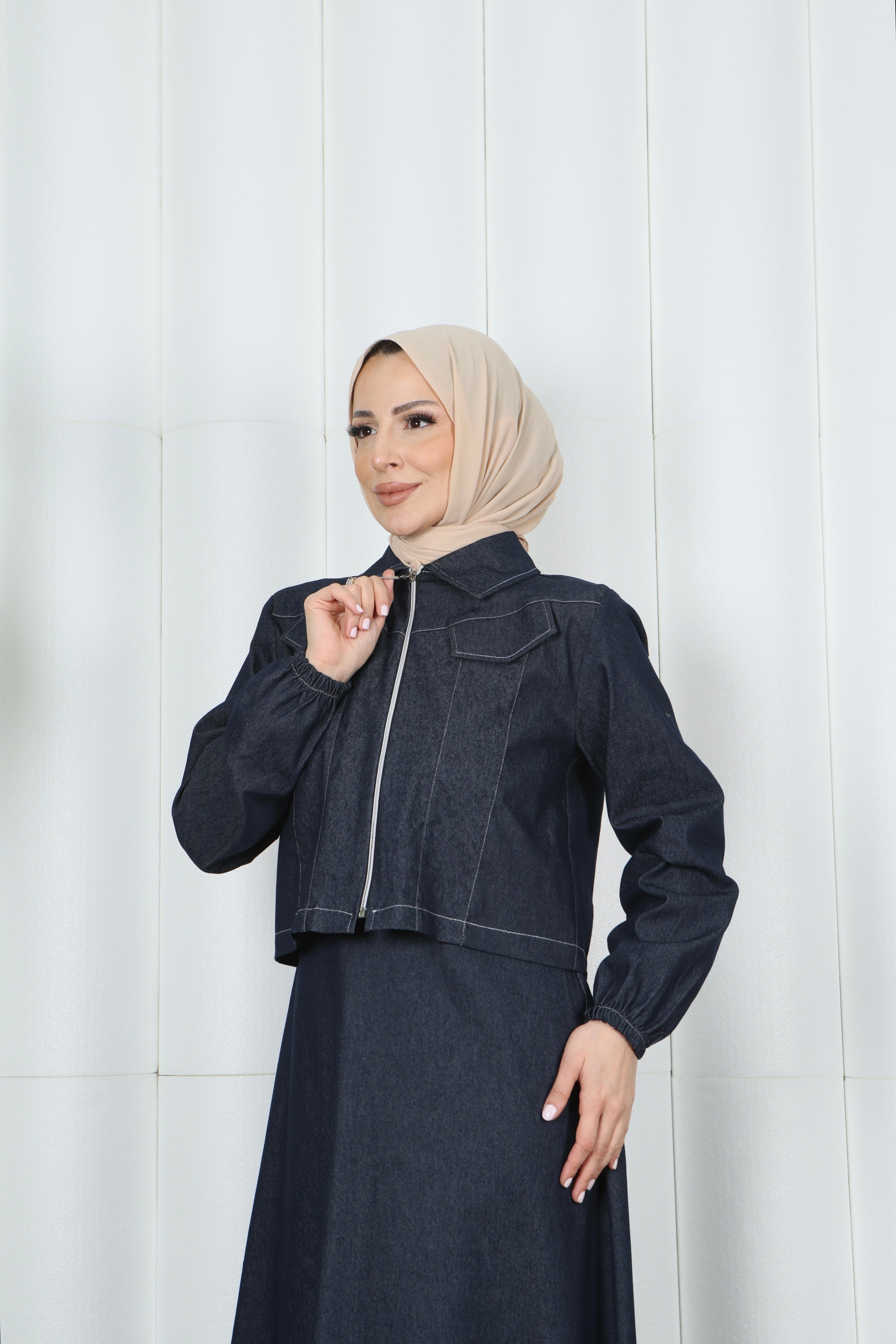 Ceketli Jile Elbise Tansel Kot Takım Lacivert  HNT8552