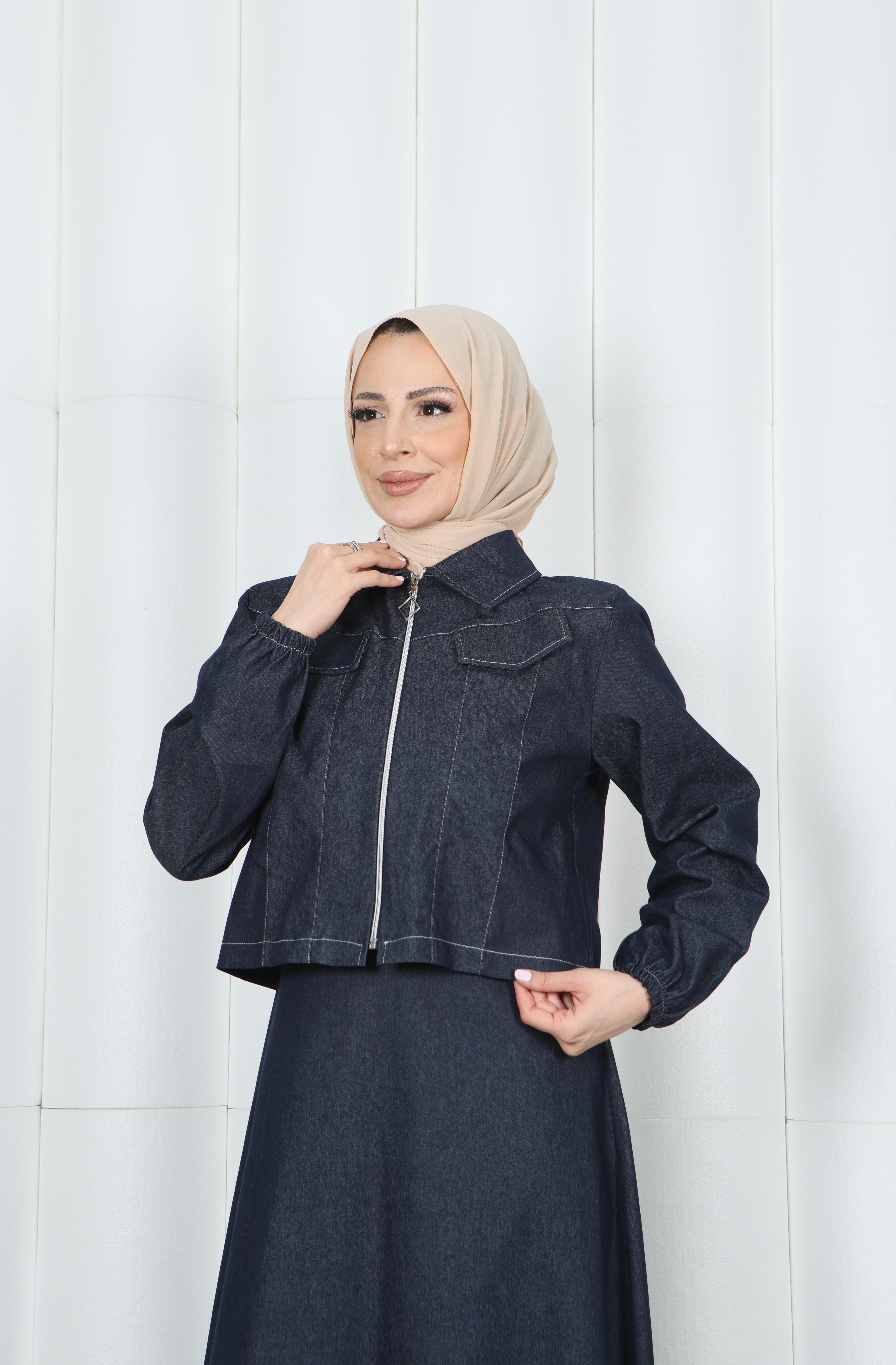Ceketli Jile Elbise Tansel Kot Takım Lacivert  HNT8552