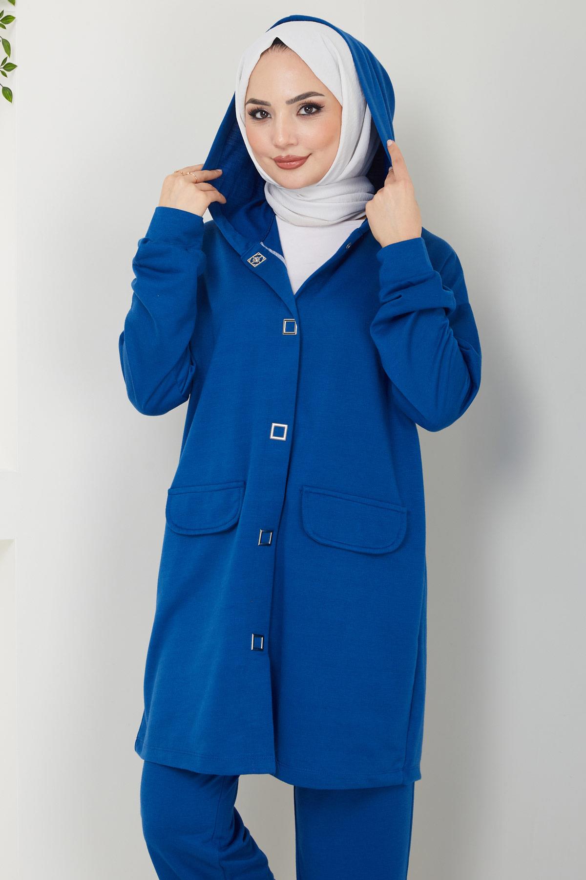 Çıt Çıtlı Eşofman Takımı Mavi HM2444