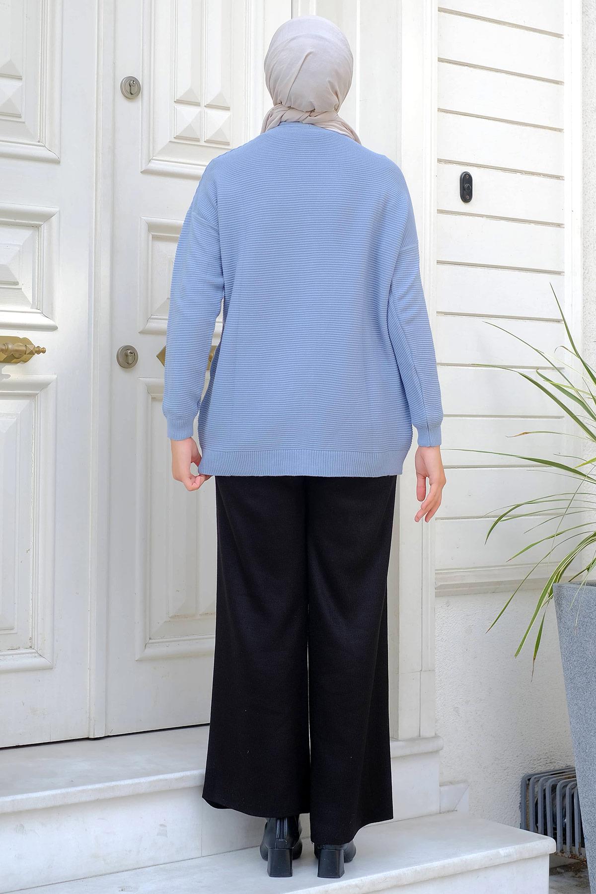 Düğmeli Triko Hırka Bebe Mavisi HM2229