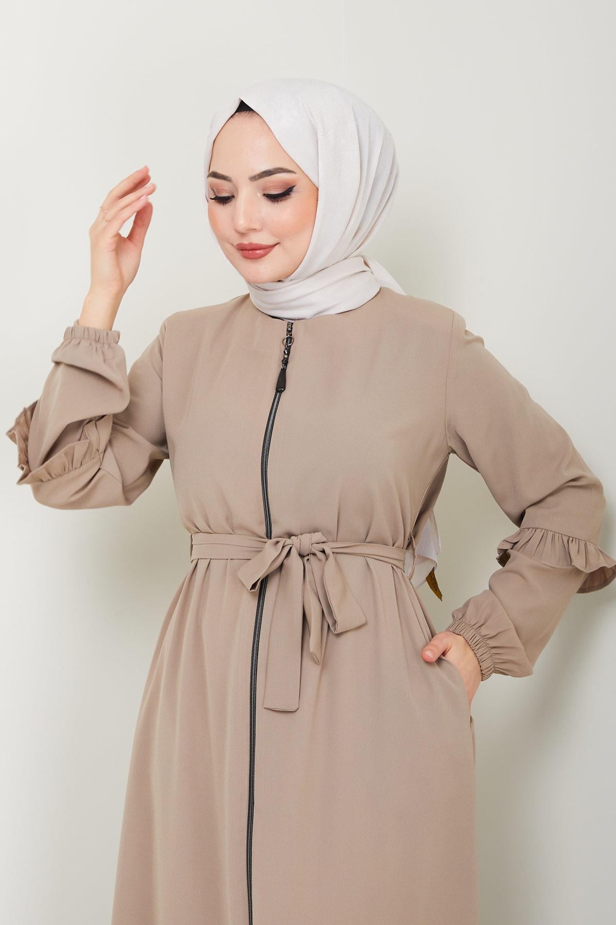 Eteği Volanlı Ferace Vizon HM2424