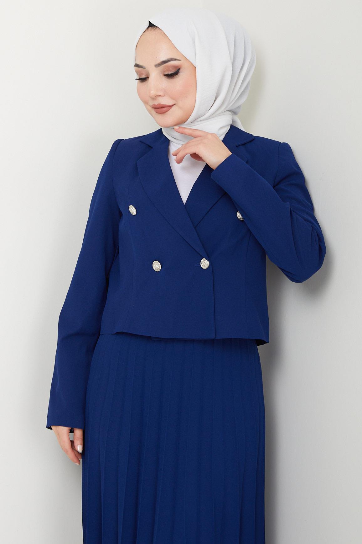 Etekli Ceket İkili Takım Lacivert HM2453