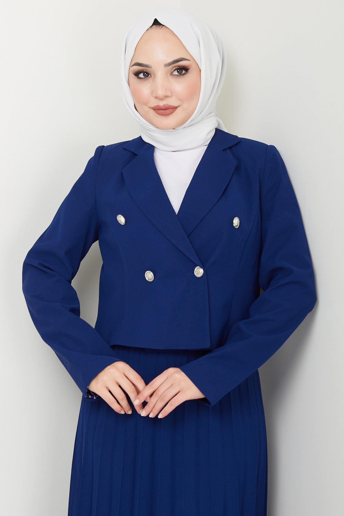 Etekli Ceket İkili Takım Lacivert HM2453