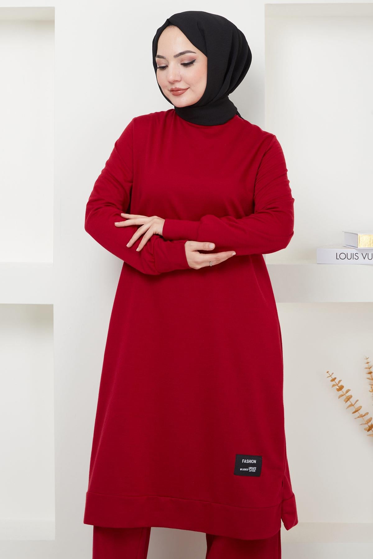 Feray Tesettür Eşofman Takımı Bordo HM2384