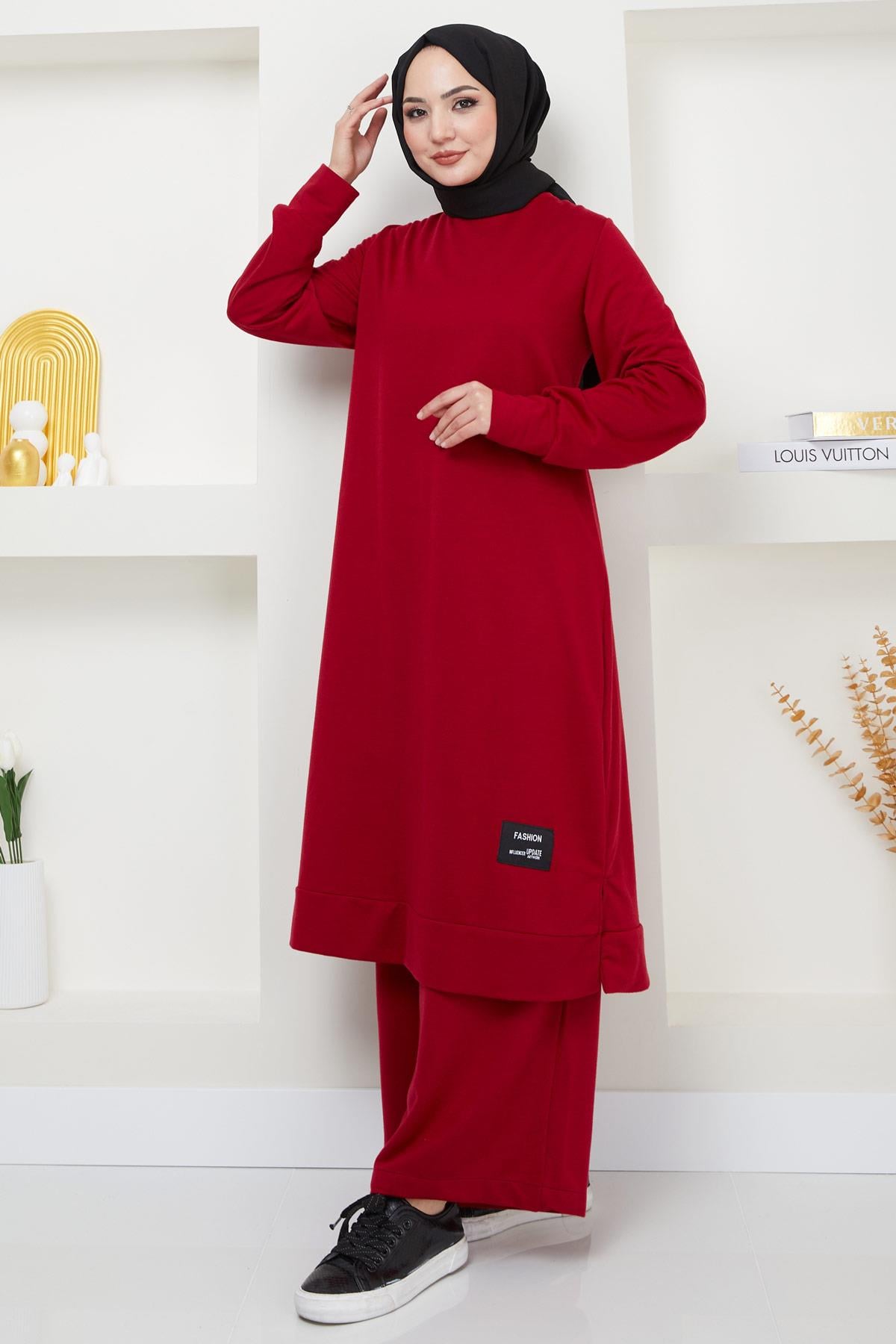 Feray Tesettür Eşofman Takımı Bordo HM2384