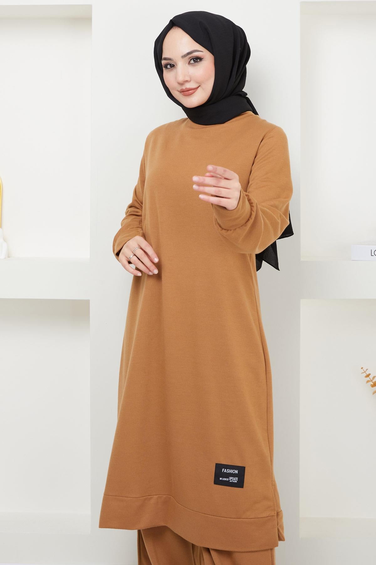 Feray Tesettür Eşofman Takımı Camel HM2384
