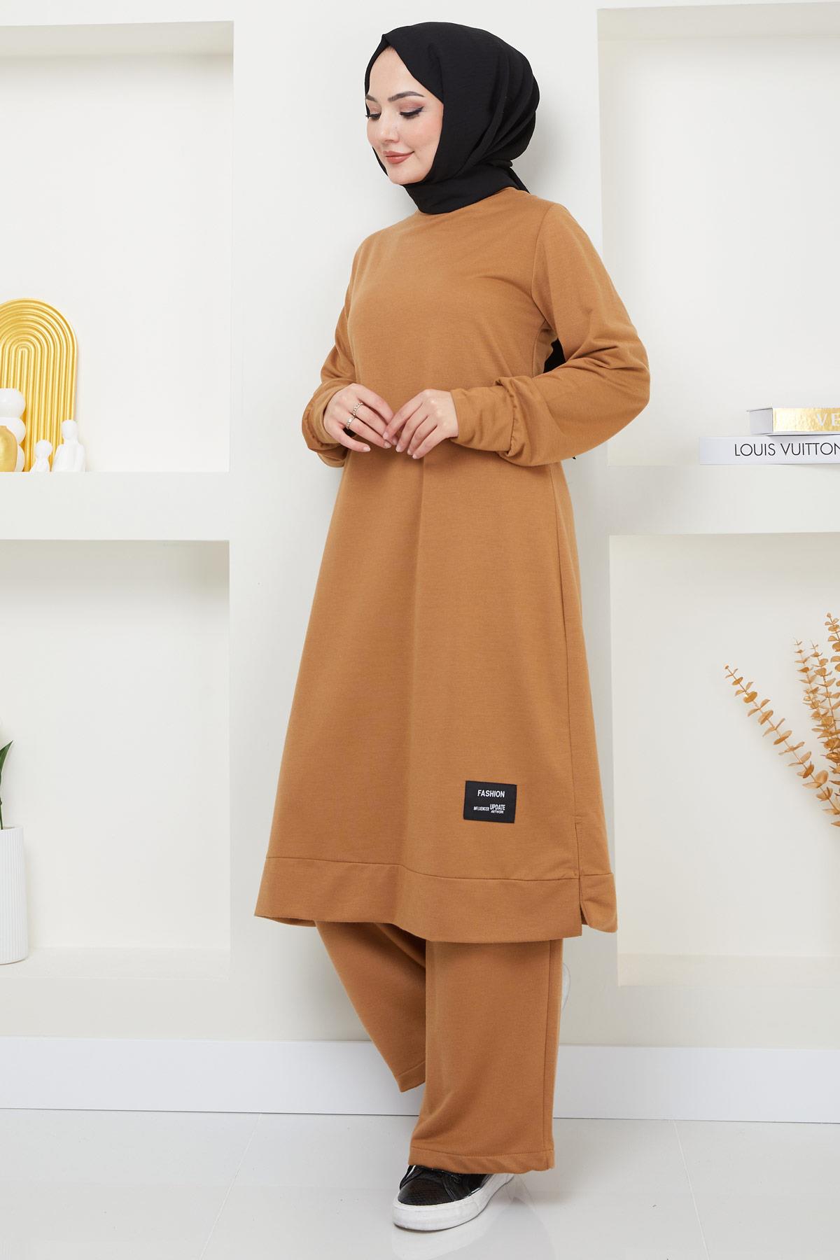 Feray Tesettür Eşofman Takımı Camel HM2384