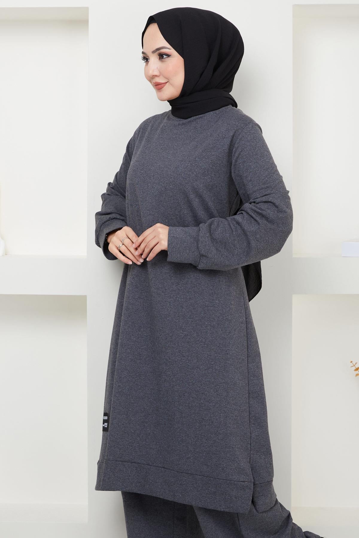 Feray Tesettür Eşofman Takımı Füme HM2384