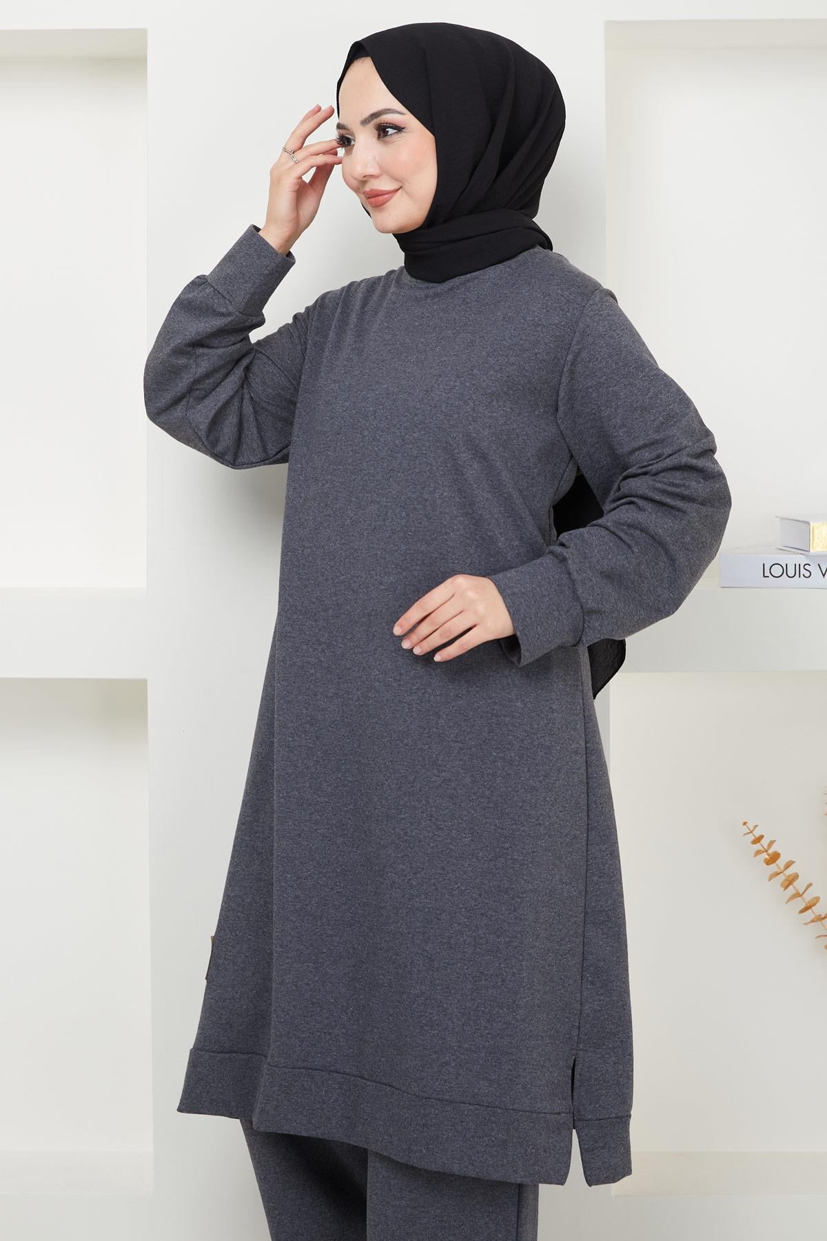 Feray Tesettür Eşofman Takımı Füme HM2384