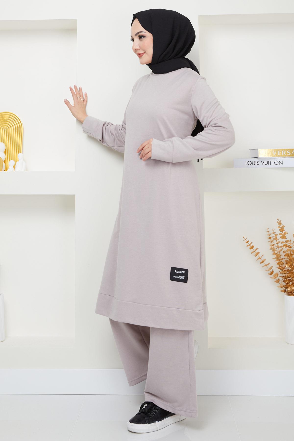 Feray Tesettür Eşofman Takımı Gri HM2384