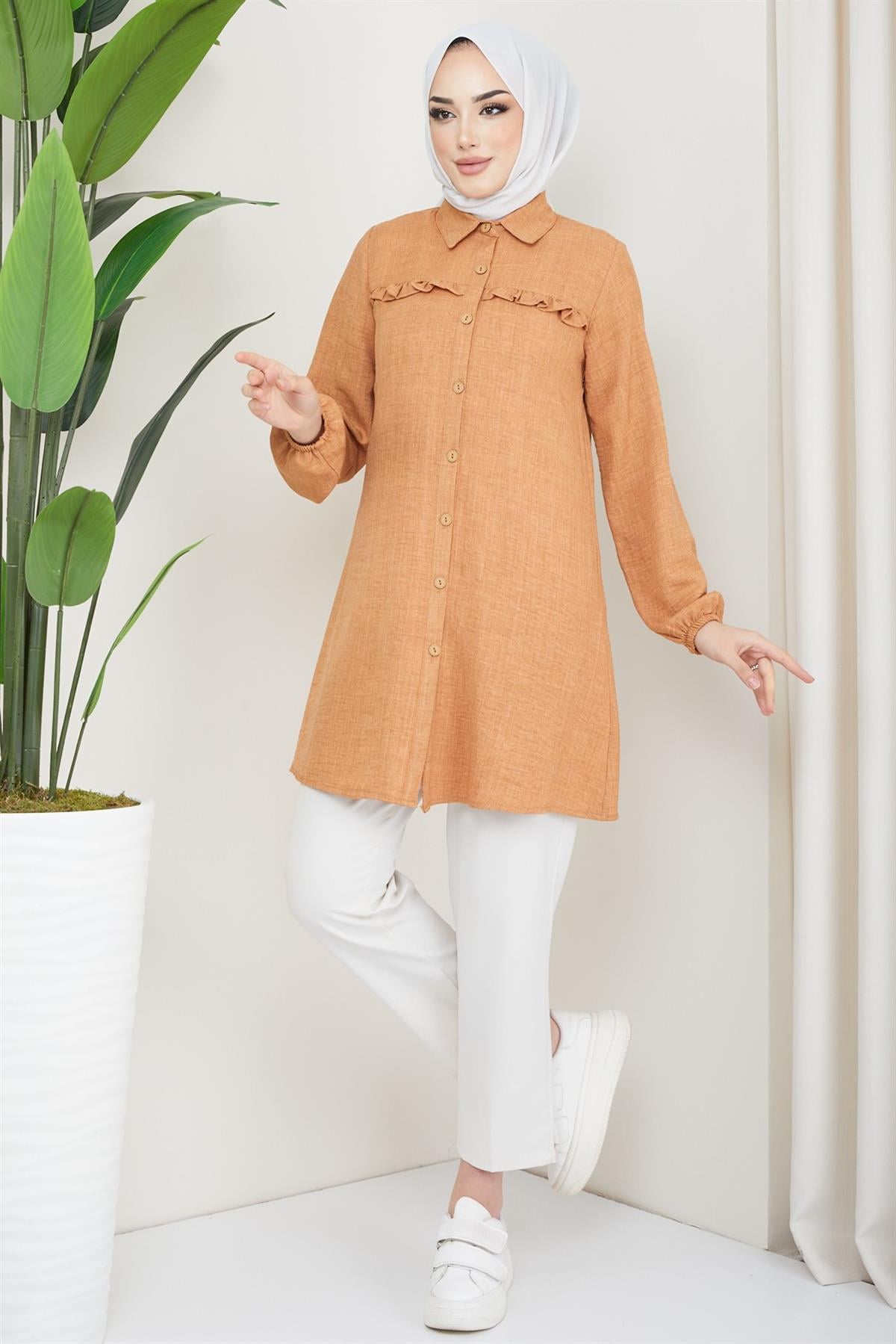 Fırfır Detaylı Tunik Camel