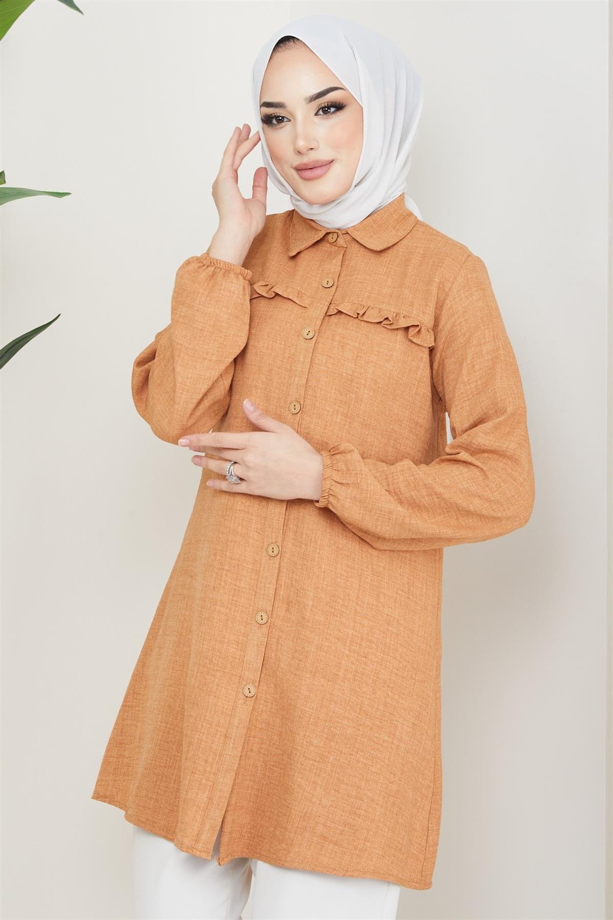 Fırfır Detaylı Tunik Camel