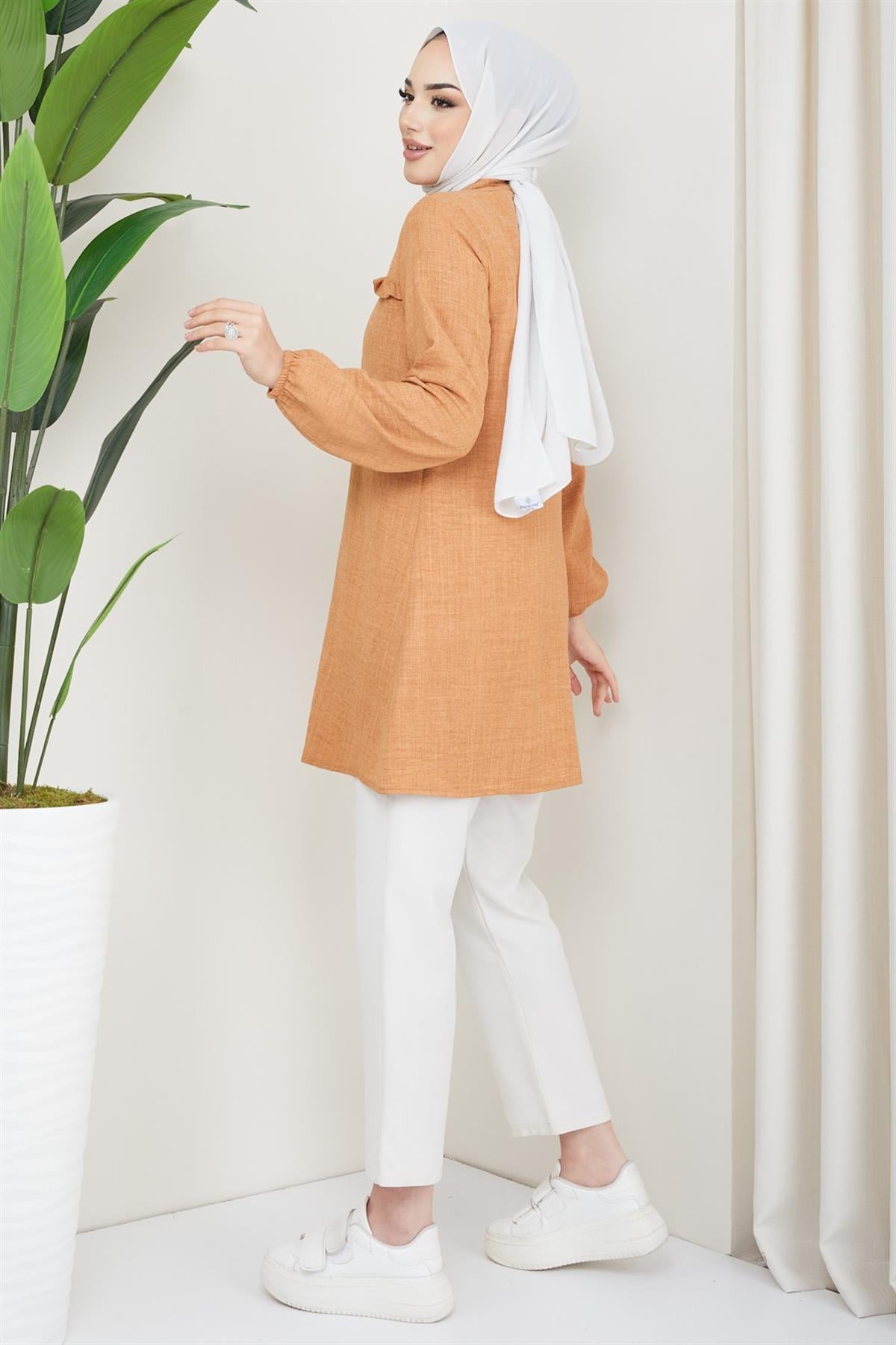 Fırfır Detaylı Tunik Camel