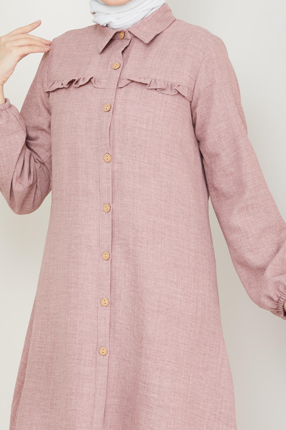 Fırfır Detaylı Tunik Pembe