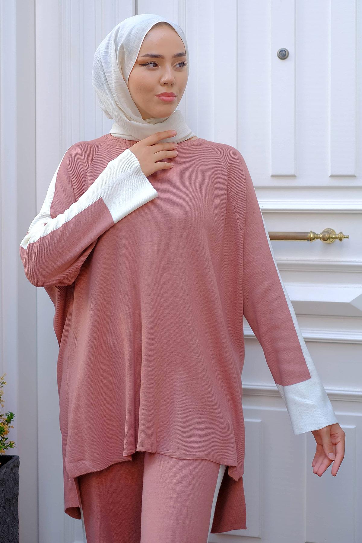 Garnili Triko Takım Gül Kurusu HM2236