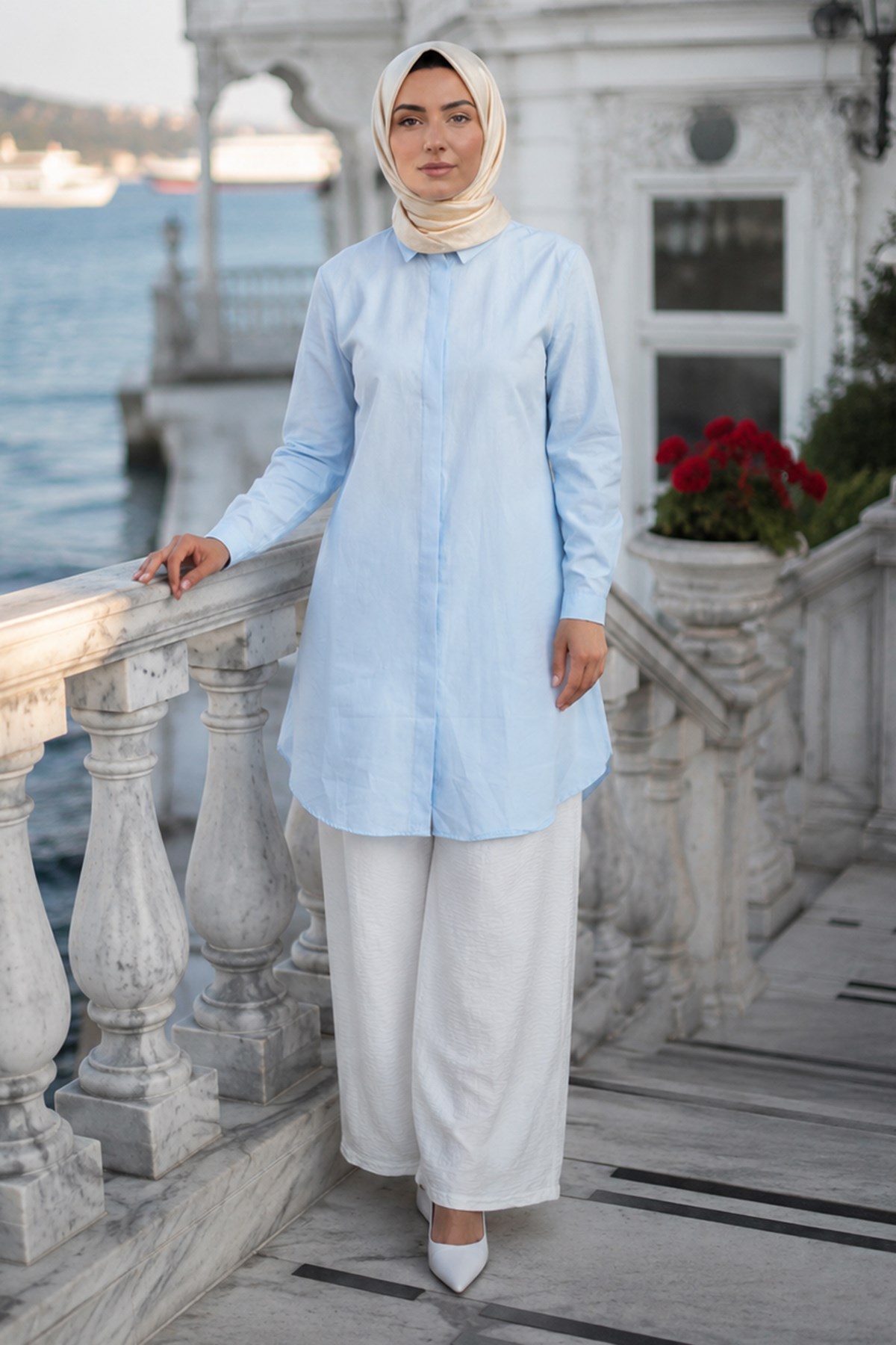 Gizli Patlı Düğmeli Tunik Bebe Mavisi HM2948