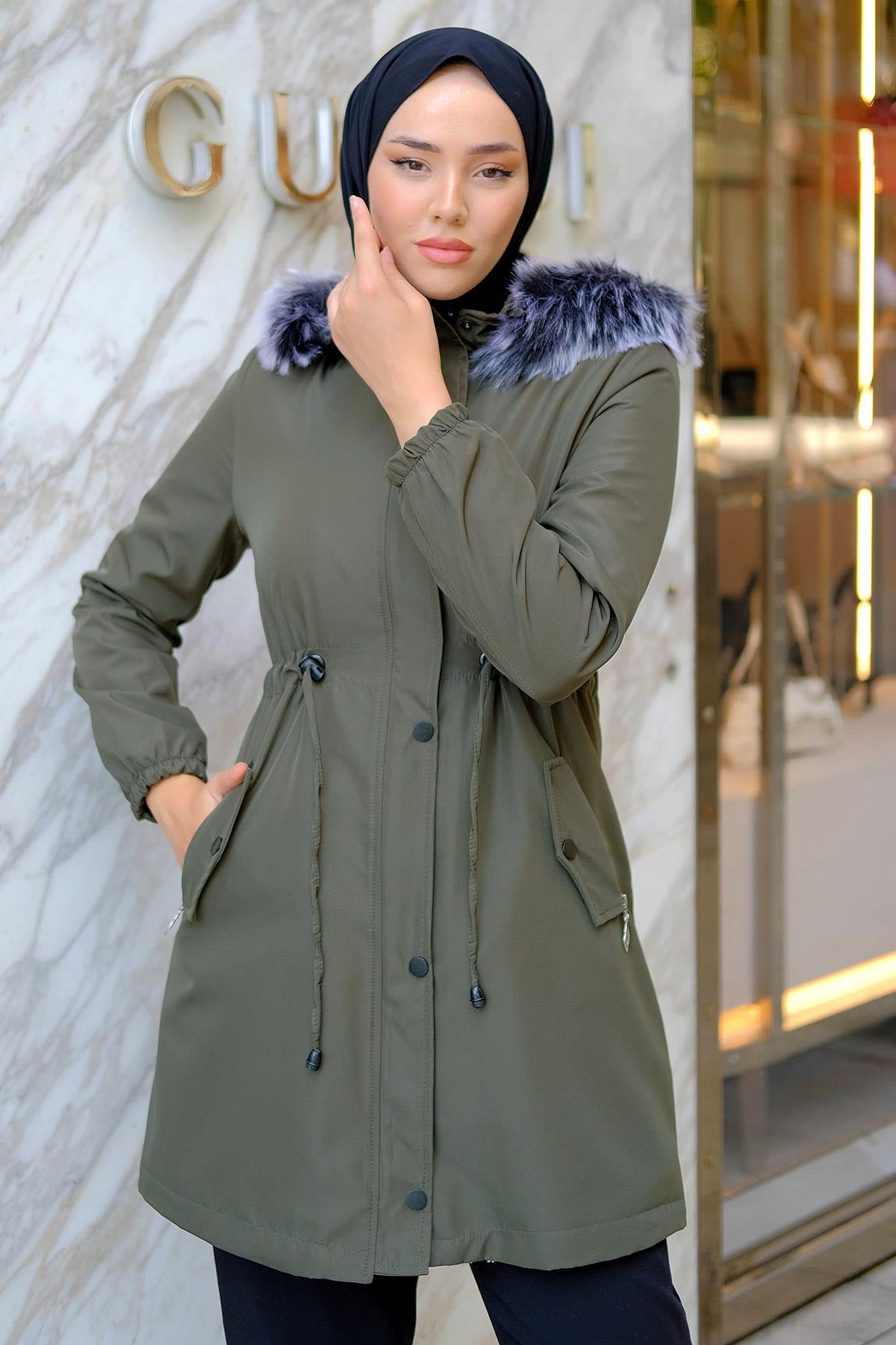 İçi Kürklü Mont Haki HM2285