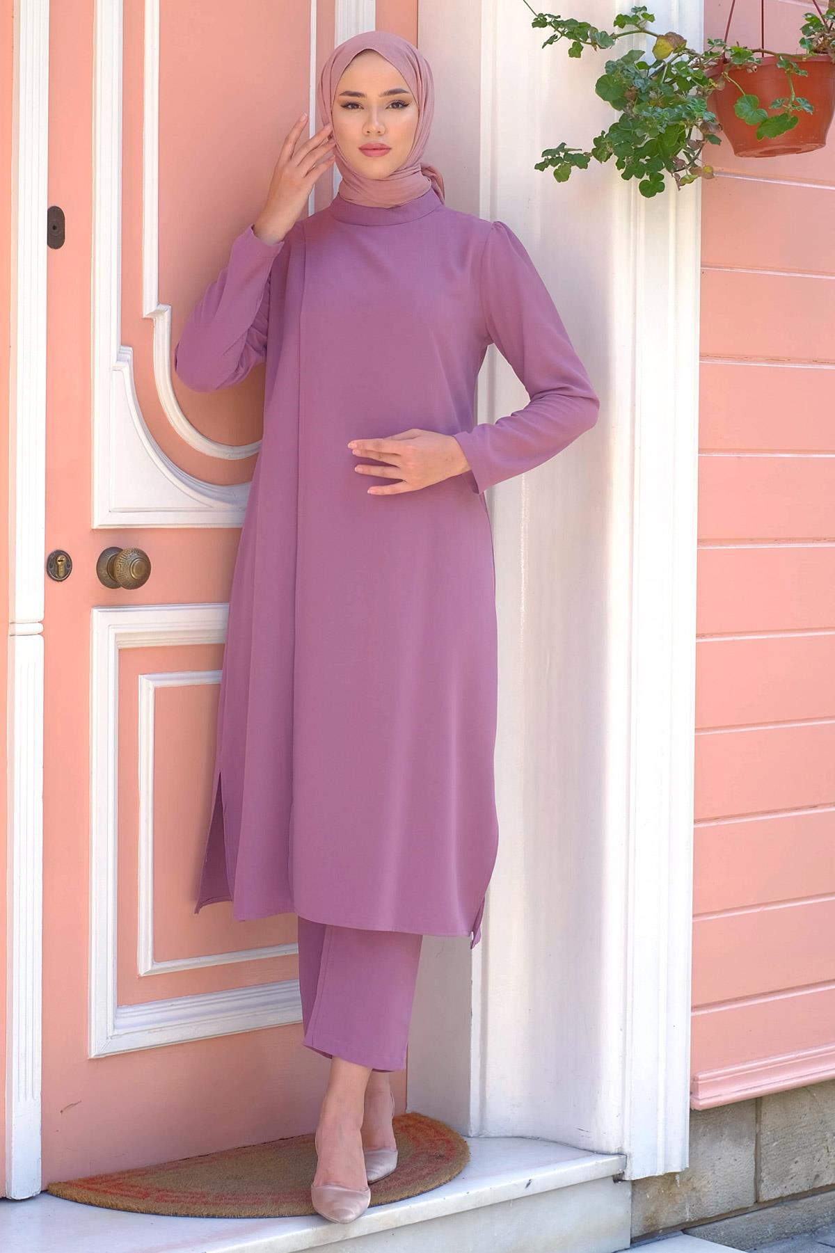 İkili Krep Takım Gül Kurusu HM2221