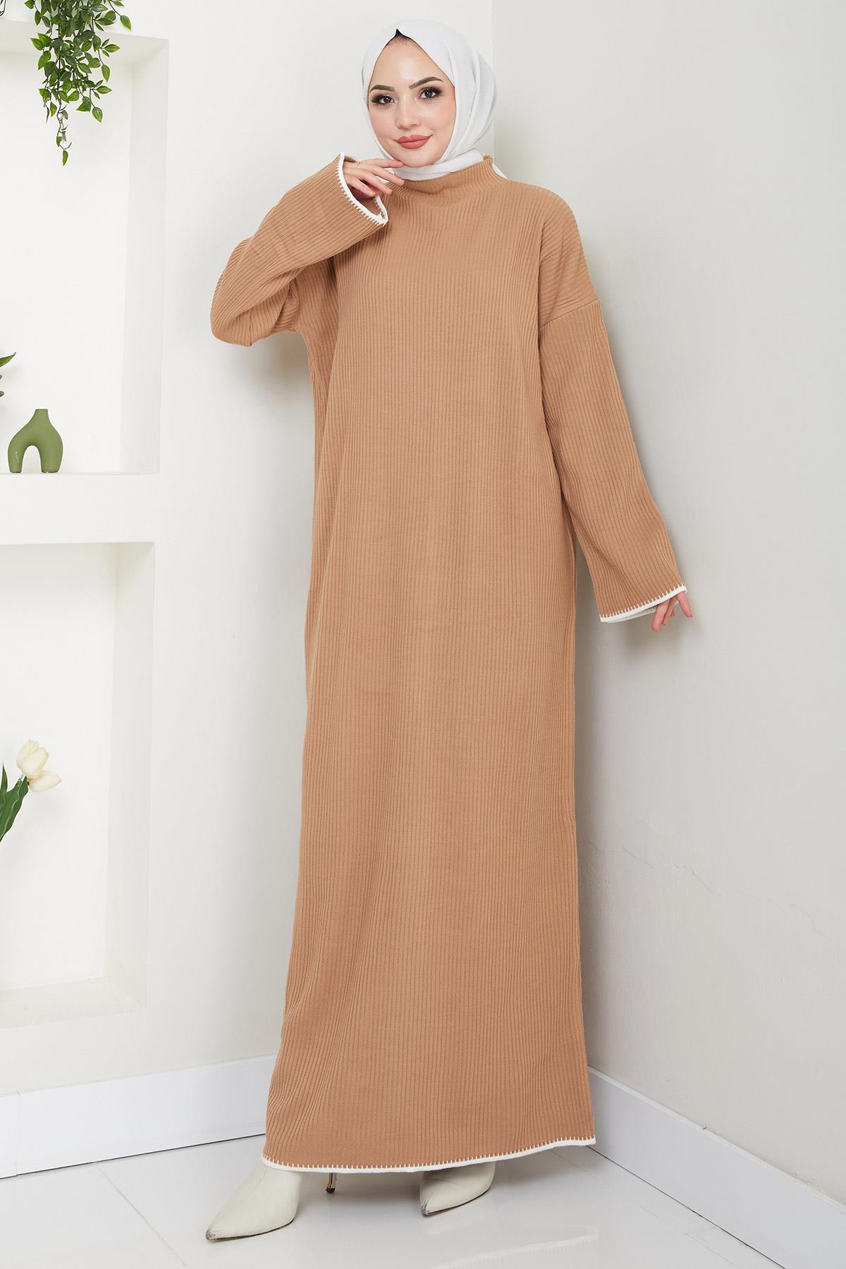 İspanyol Kol Triko Elbise Camel HM2523