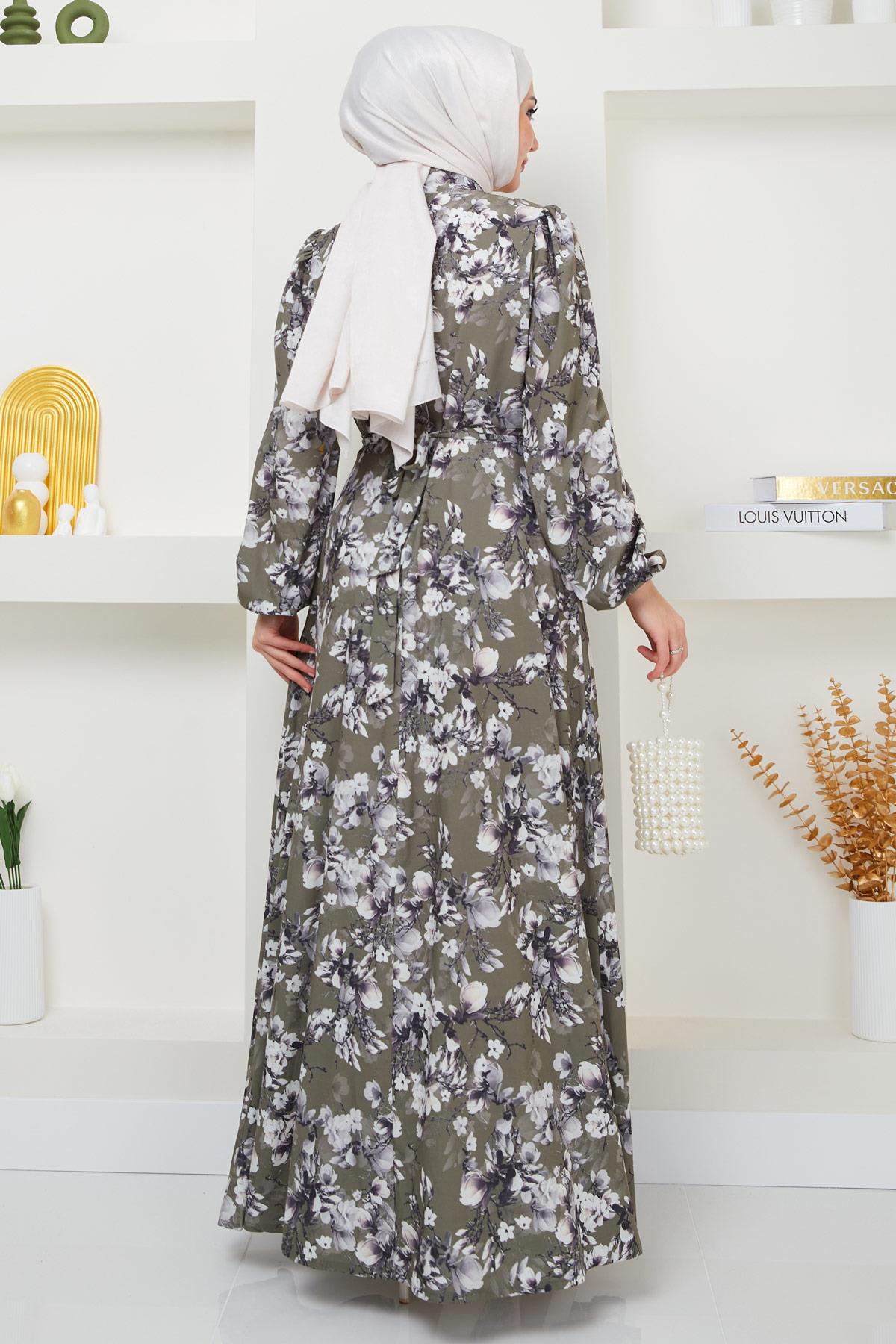 Jessica Çiçek Baskılı Siyah Elbise HM2372