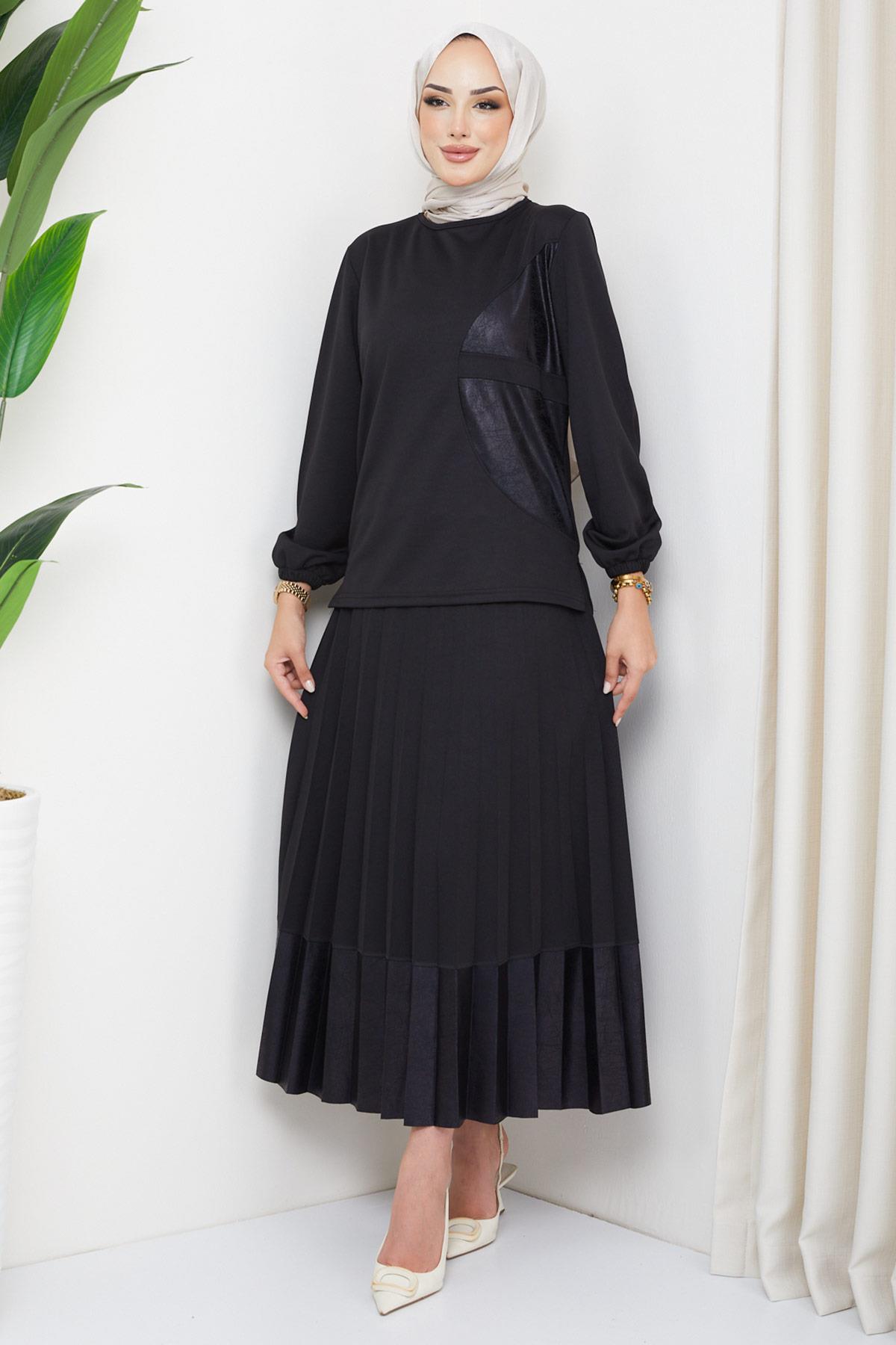 Jewel Pilise Etekli Takım Siyah HM2202