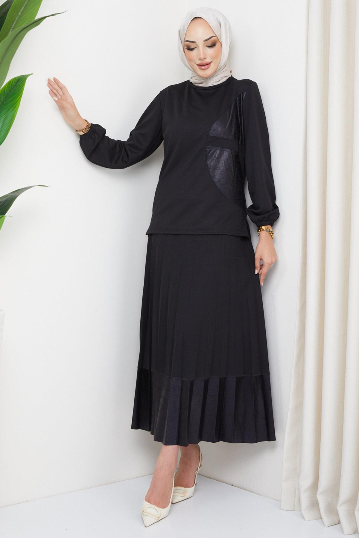 Jewel Pilise Etekli Takım Siyah HM2202