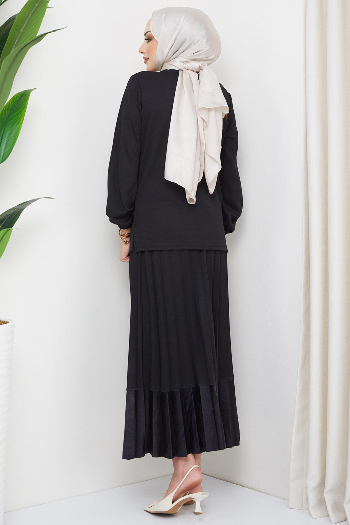 Jewel Pilise Etekli Takım Siyah HM2202