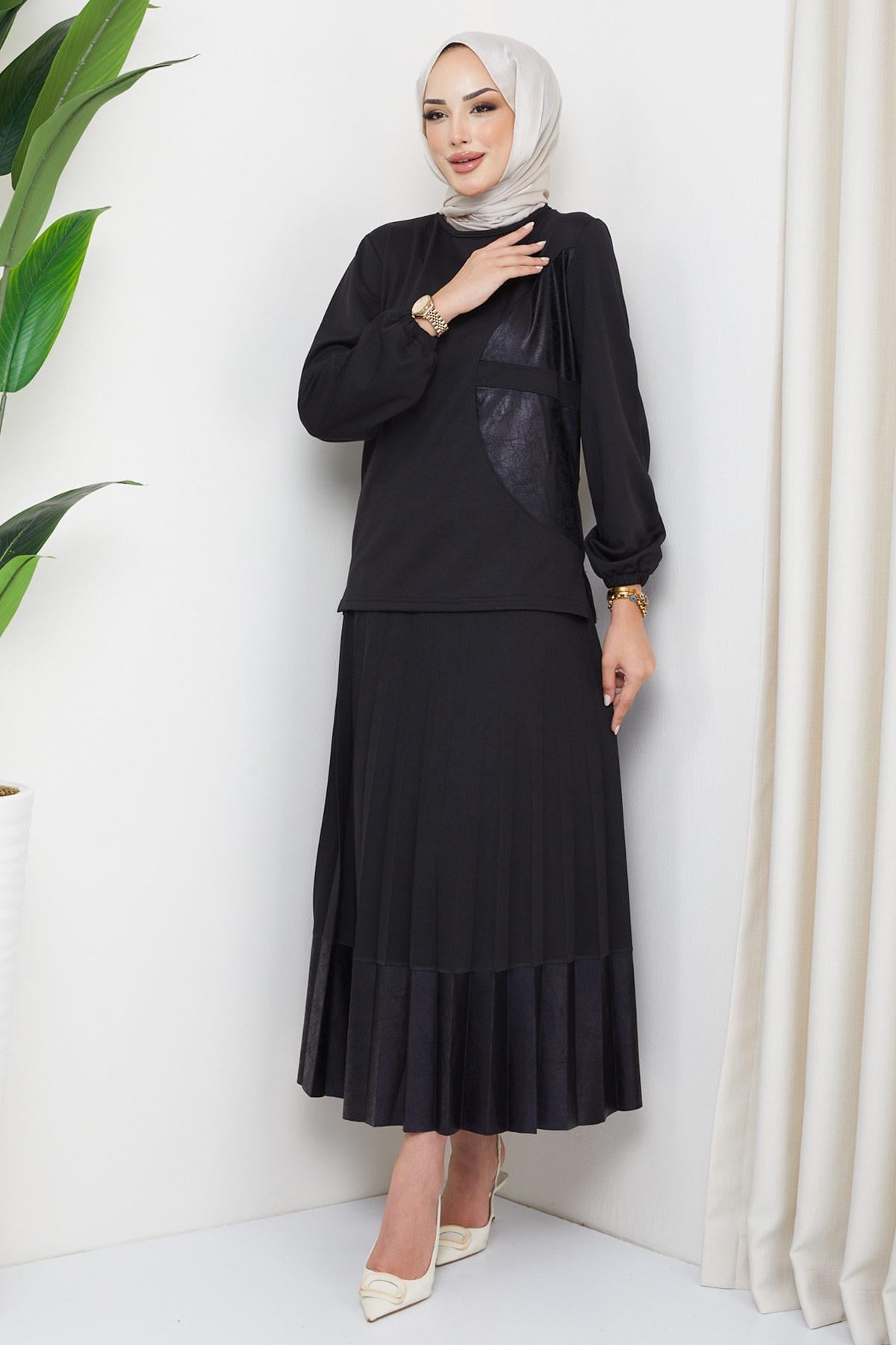 Jewel Pilise Etekli Takım Siyah HM2202
