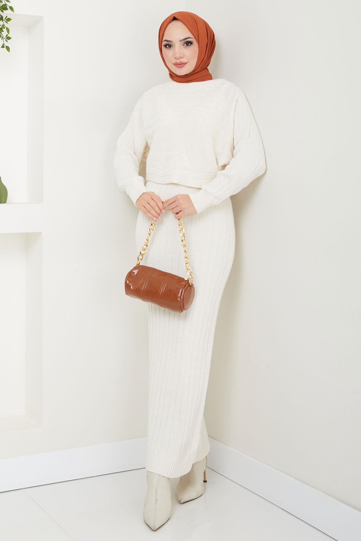 Jile Bluz Triko Takım Bej HM2551