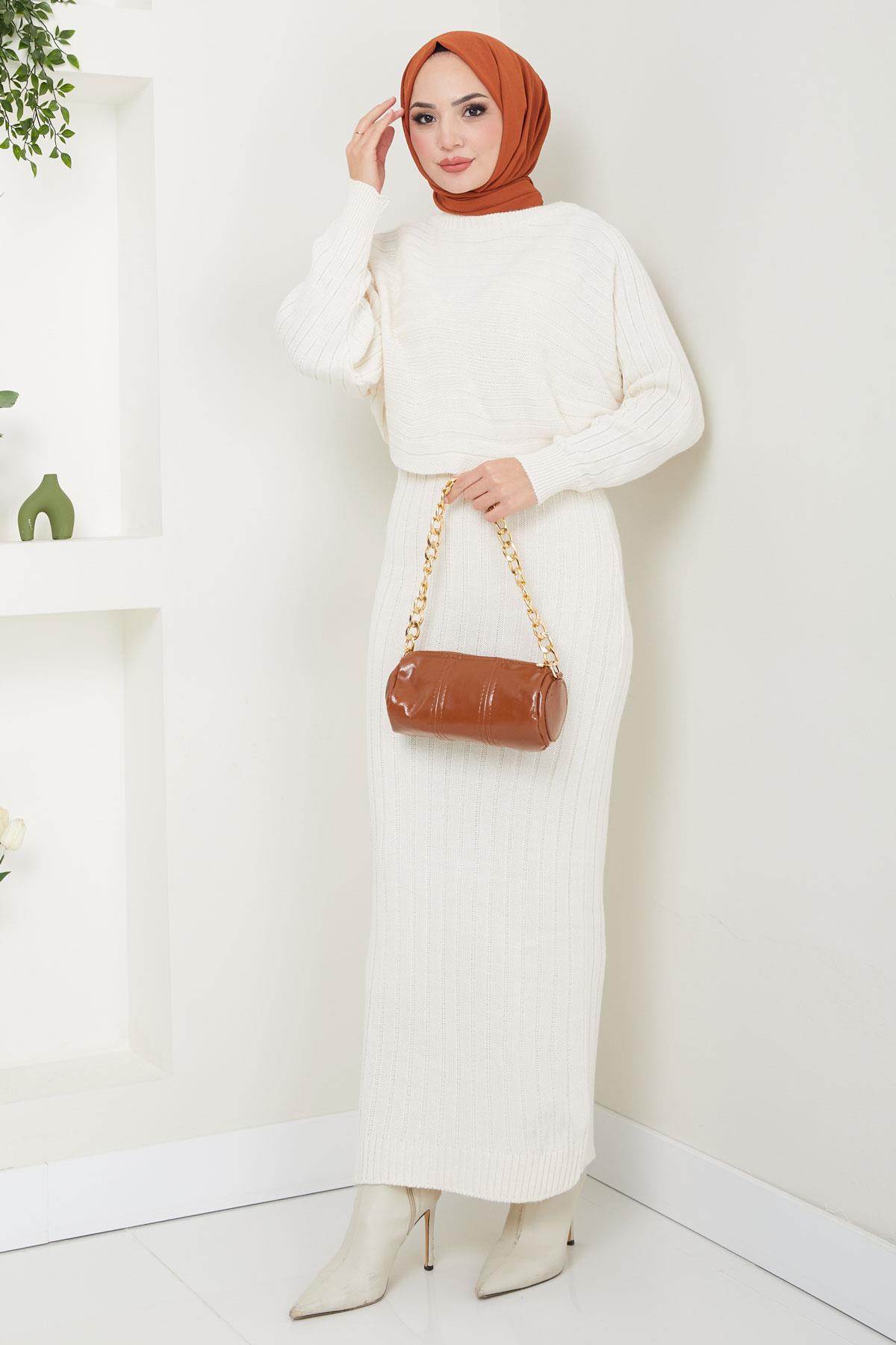 Jile Bluz Triko Takım Bej HM2551