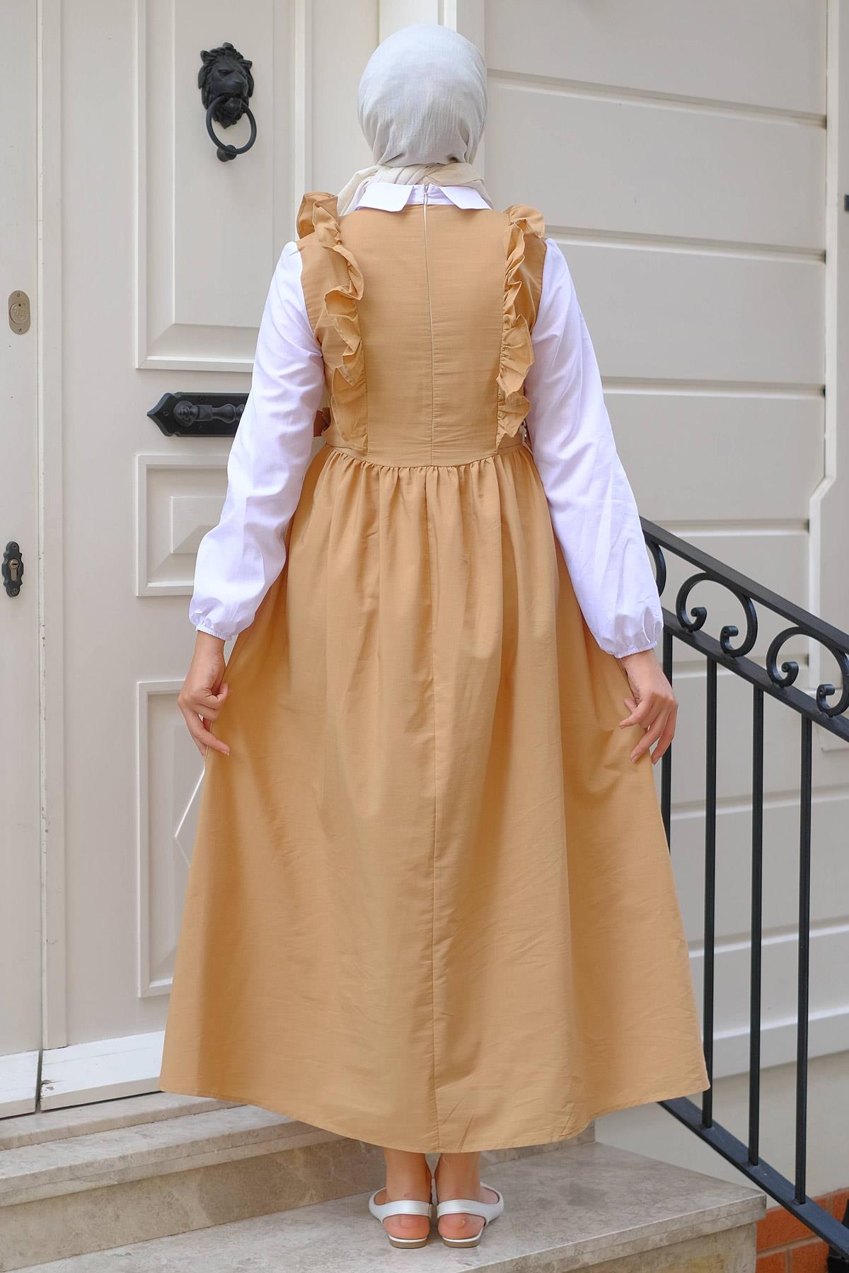 Jile Görünümlü Elbise Camel HM2226