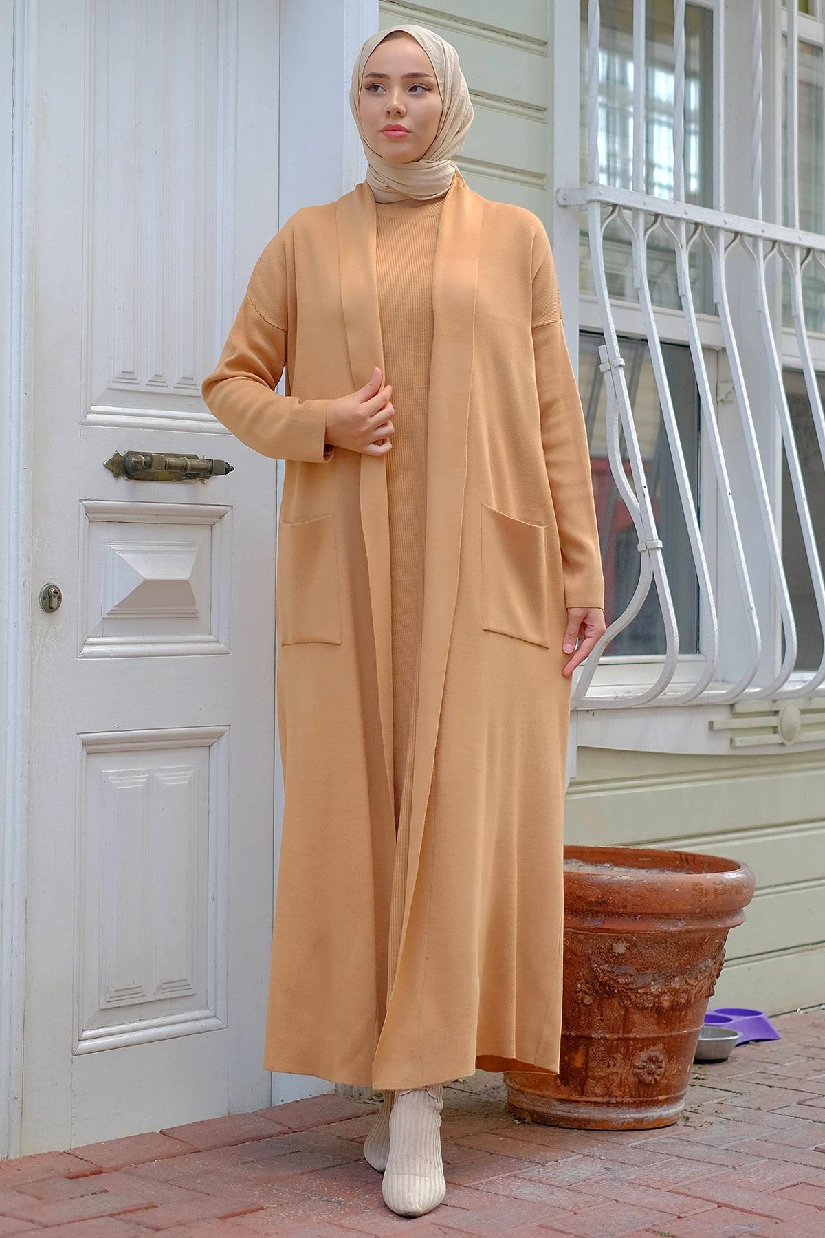 Jile Hırka İkili Triko Takım Camel HM2236