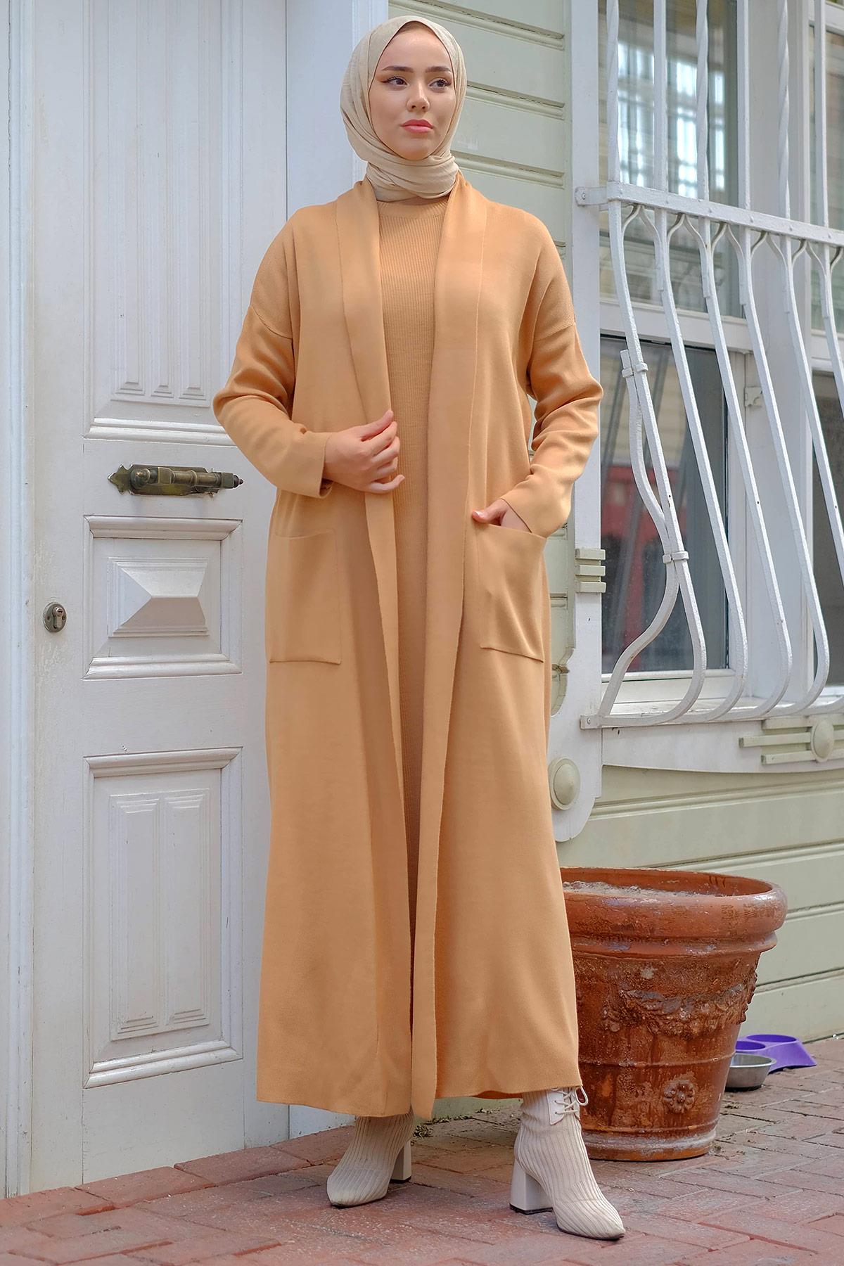 Jile Hırka İkili Triko Takım Camel HM2236