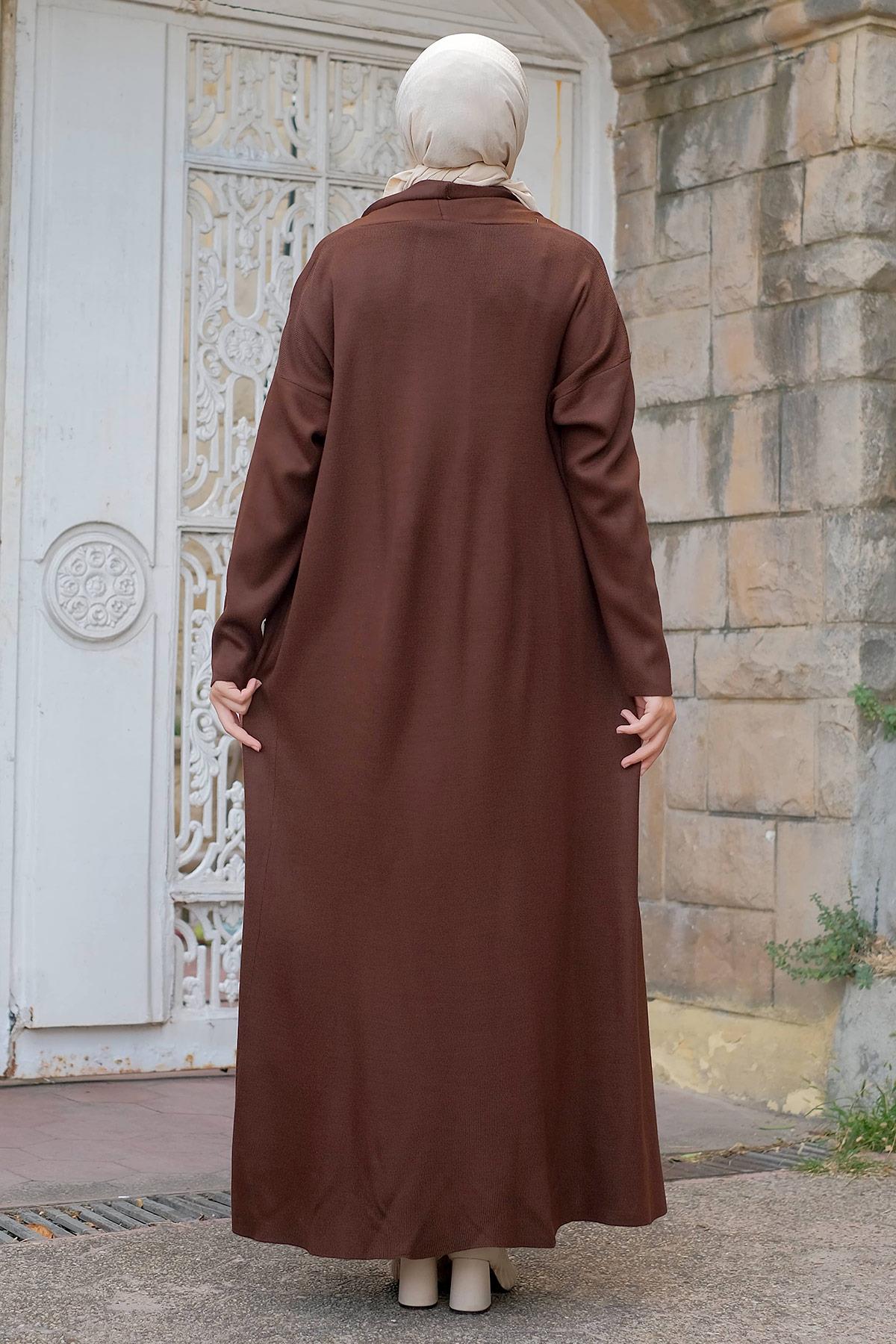 Jile Hırka İkili Triko Takım Kahverengi HM2236