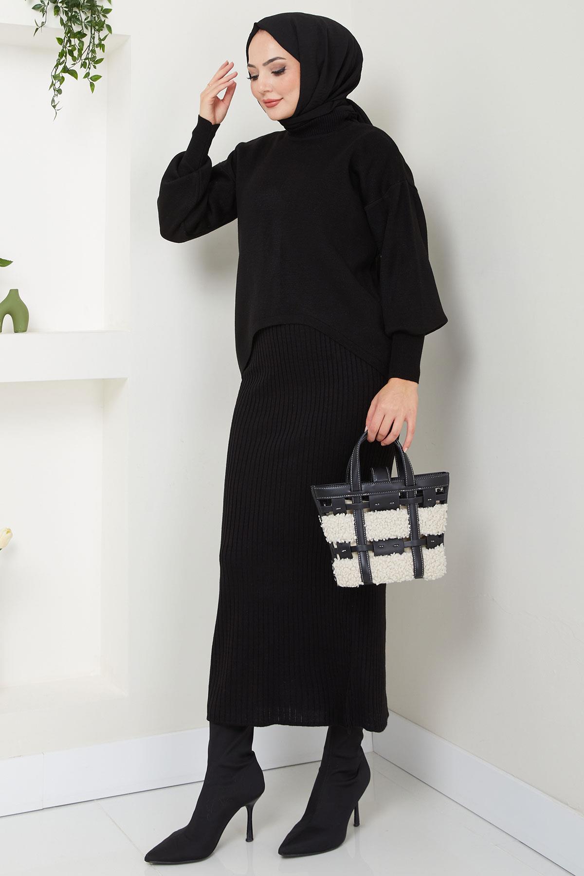 Jile Kazak Triko Takım Siyah HM2597