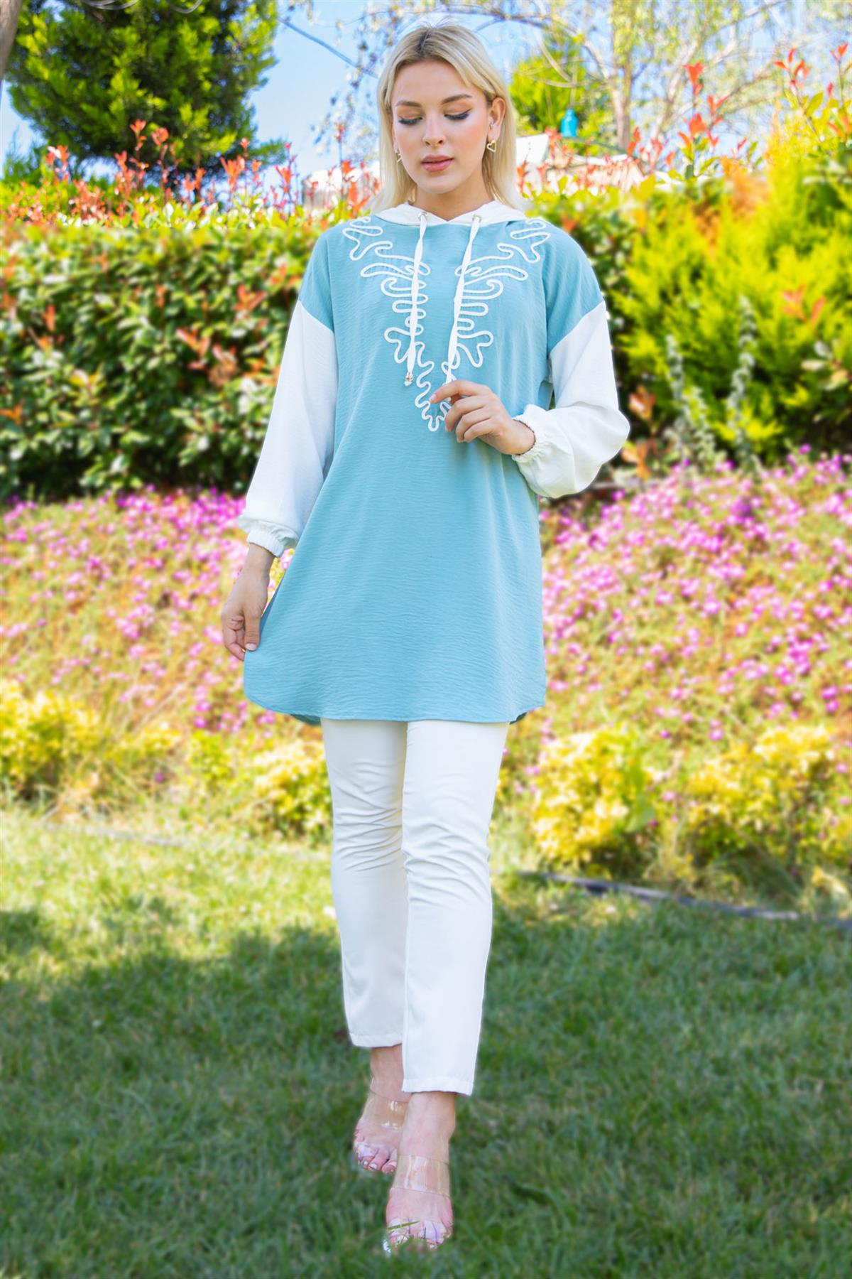 Kapüşonlu Aerobin Tunik Mint