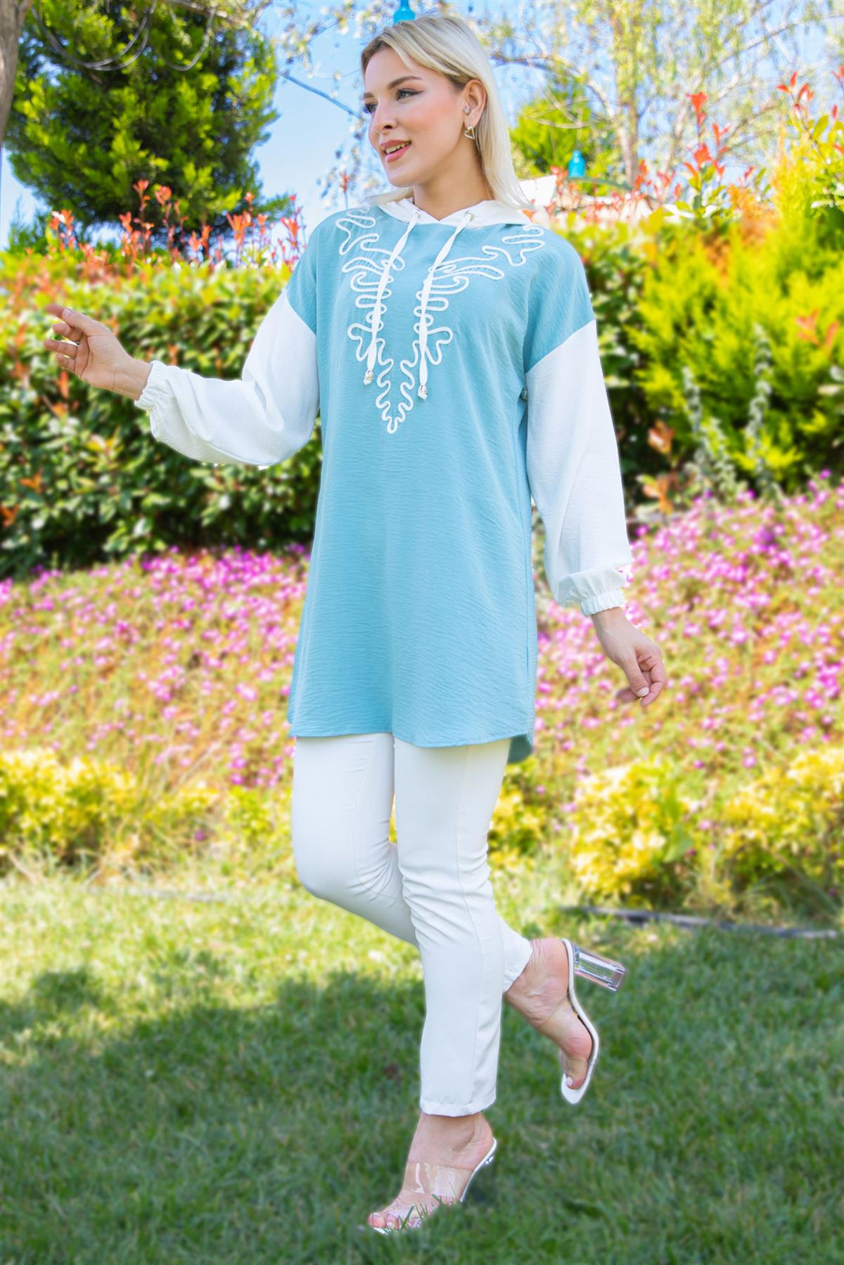 Kapüşonlu Aerobin Tunik Mint